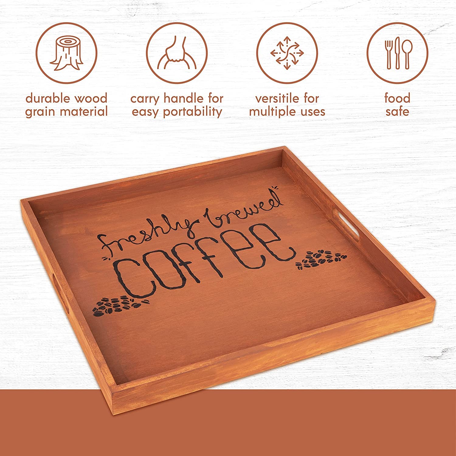Wooden Square Trays and Sets - Bulk 6 Nesting 30 Piece Breakfast Serving Trays for Buffet, Montessori, Party, Home Organization & Decor | Perfect for Dining, Entertaining, Classroom Activities and Stylish Storage