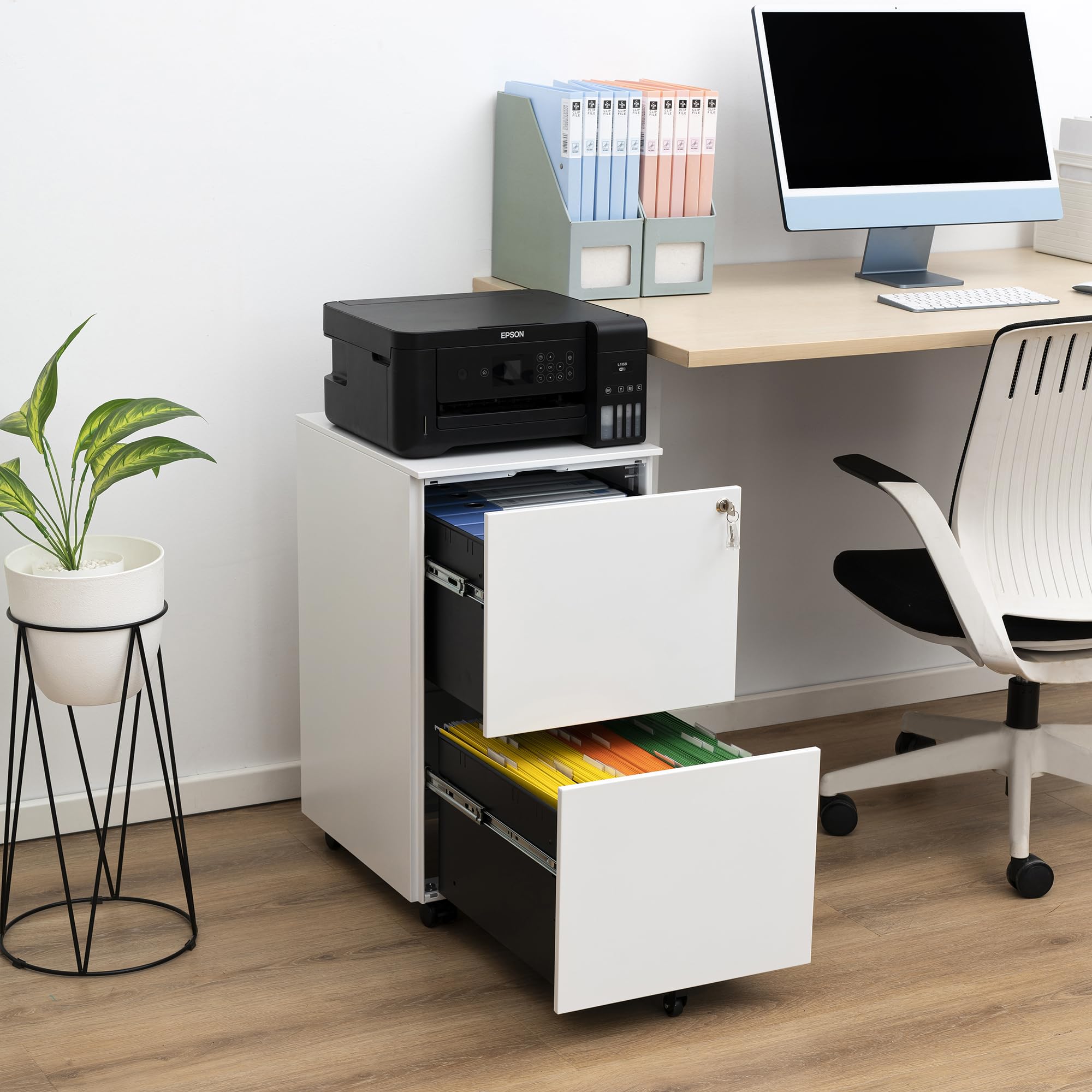 JULYFOX 2-Drawer Mobile File Cabinet with Lock - 27.2