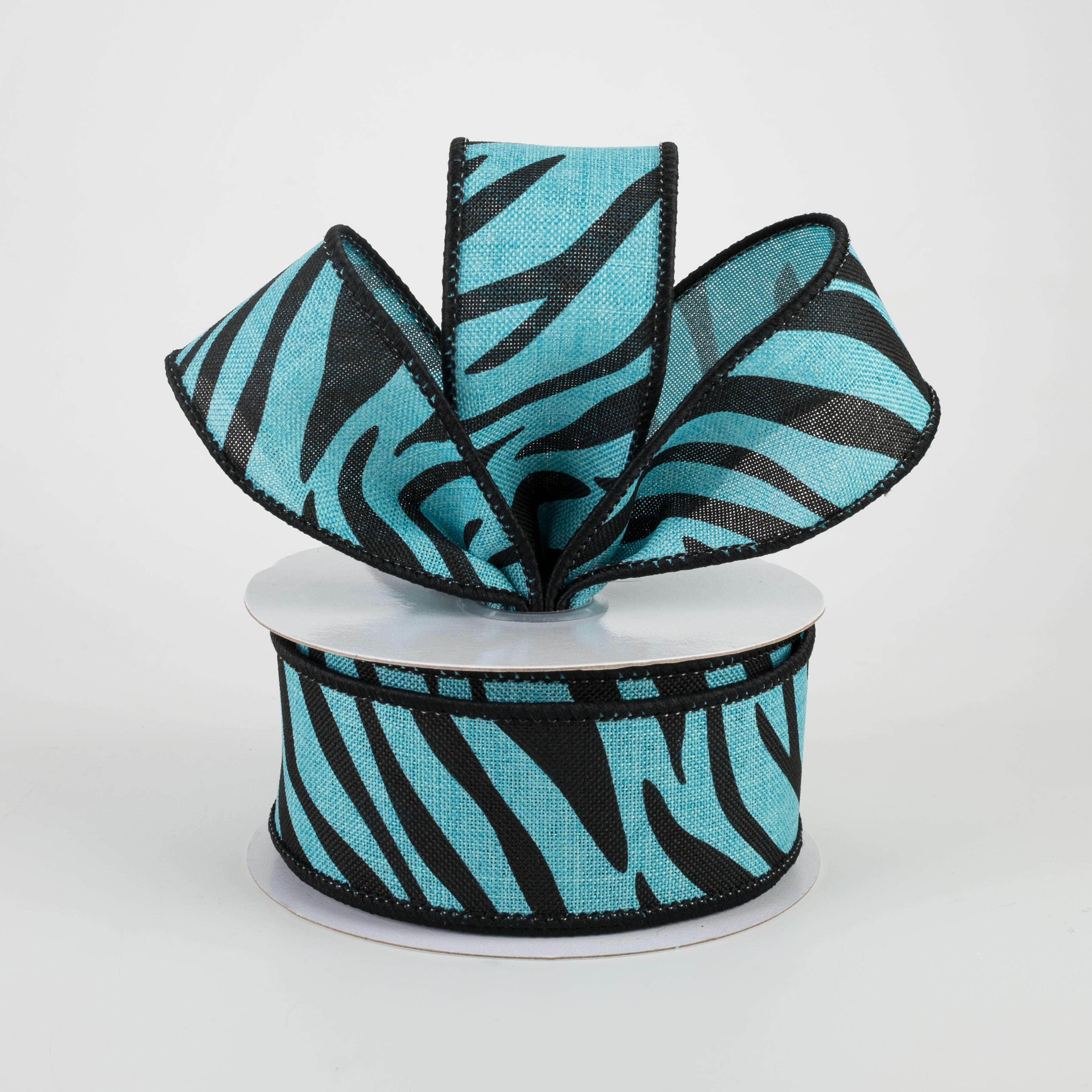 1.5 Inch Animal Stripes Ribbon - Light Teal & Black Grosgrain Ribbon (10 Yards) for Gift Wrapping, DIY Crafts, Hair Bows, Scrapbooking & Party Decorations