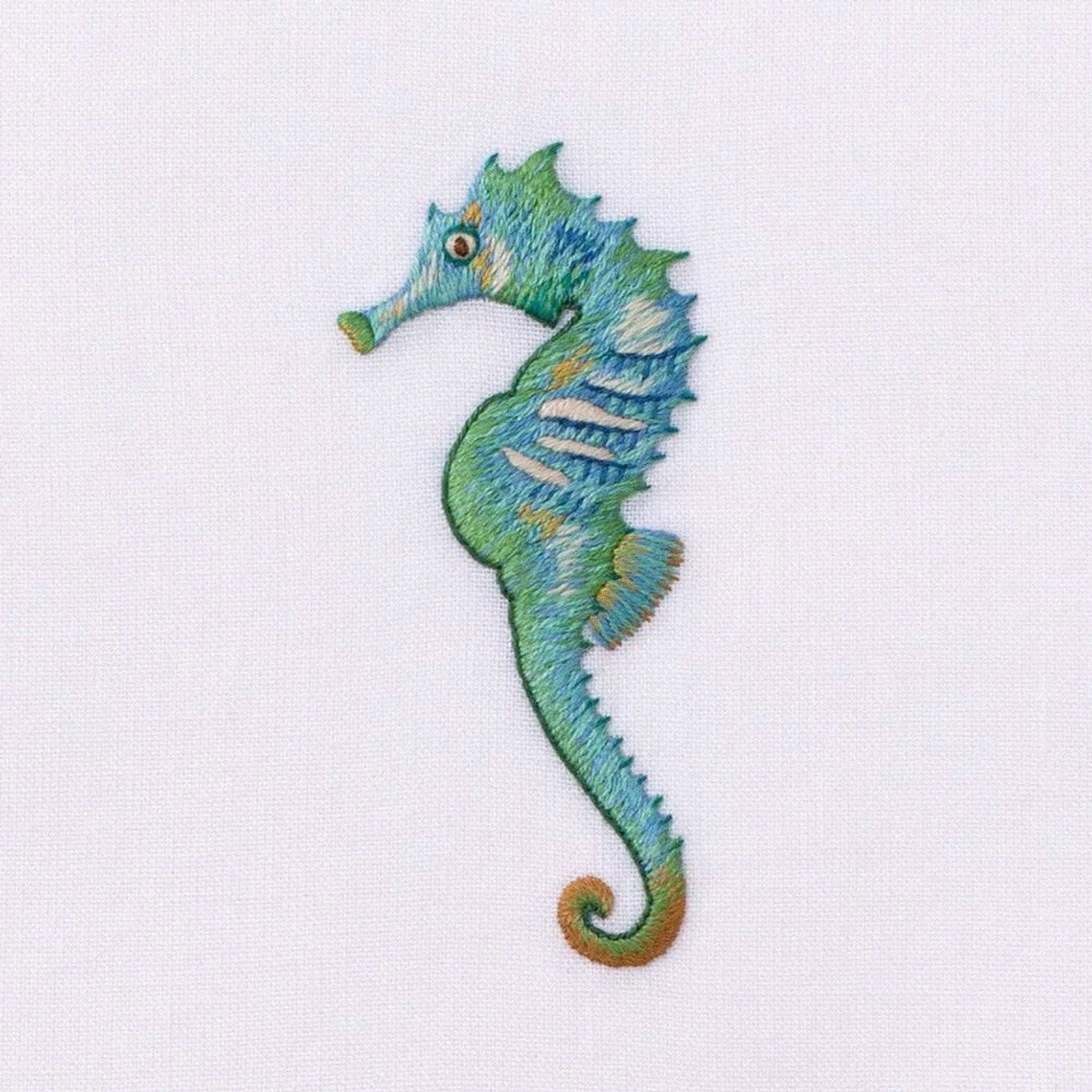 Aqua Seahorse Nautical Hand Towels - Soft Absorbent Cotton Bath & Kitchen Towels for Beach House, Coastal Decor, and Bathroom Essentials