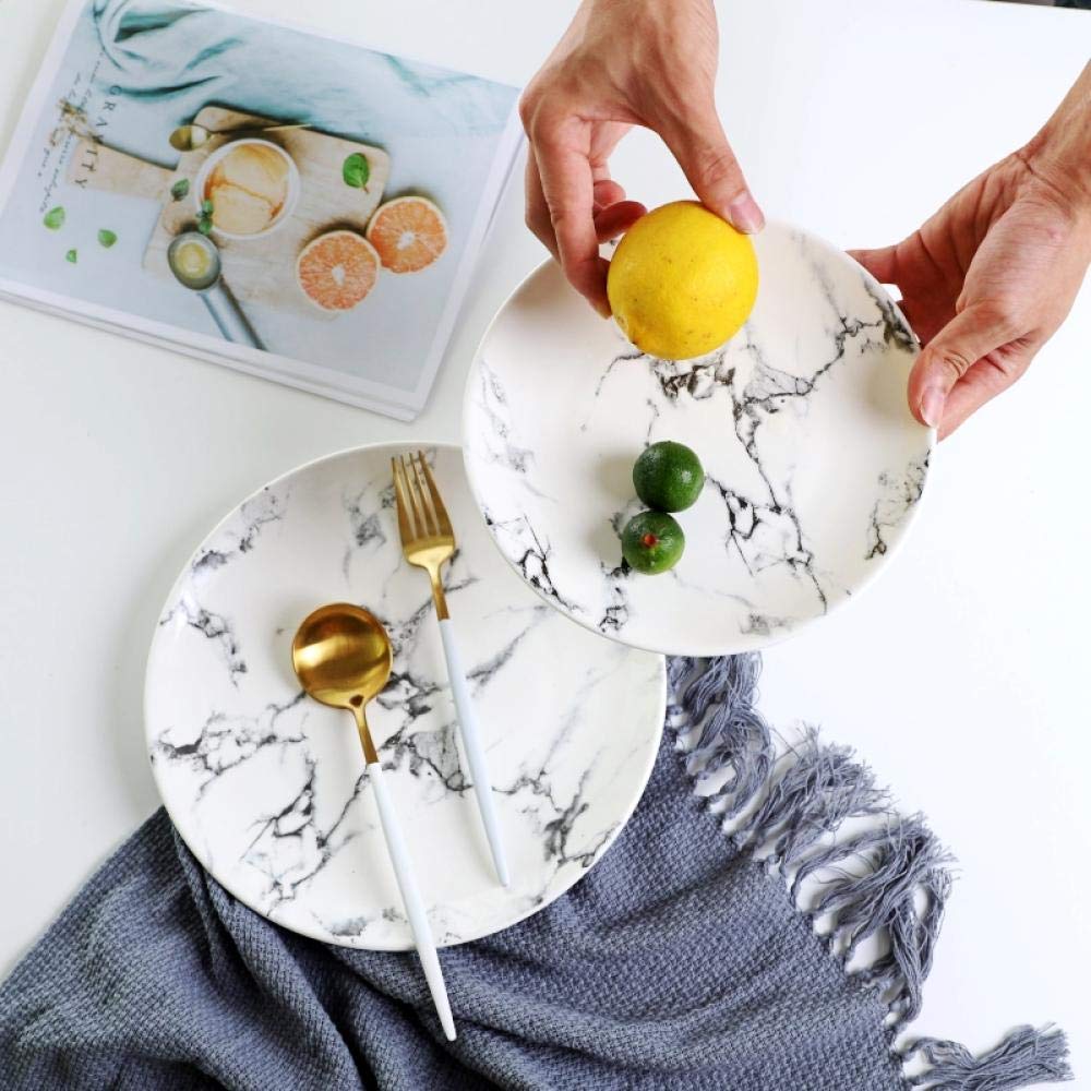 10 Inch Marbled Ceramic Plate - Elegant Dinnerware for Steak, Home Decor & Table Setting - Perfect for Restaurants, Weddings & Everyday Use