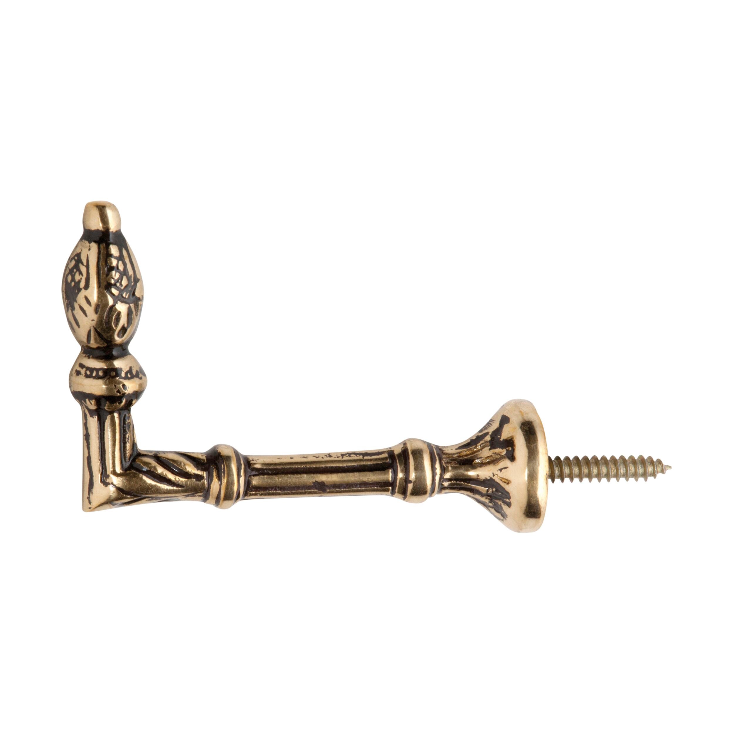 Ornate Polished Brass Curtain Tie Back Hook - 4646 Series (70mm) - Elegant Window Treatment for Living Room, Bedroom & Home Decor