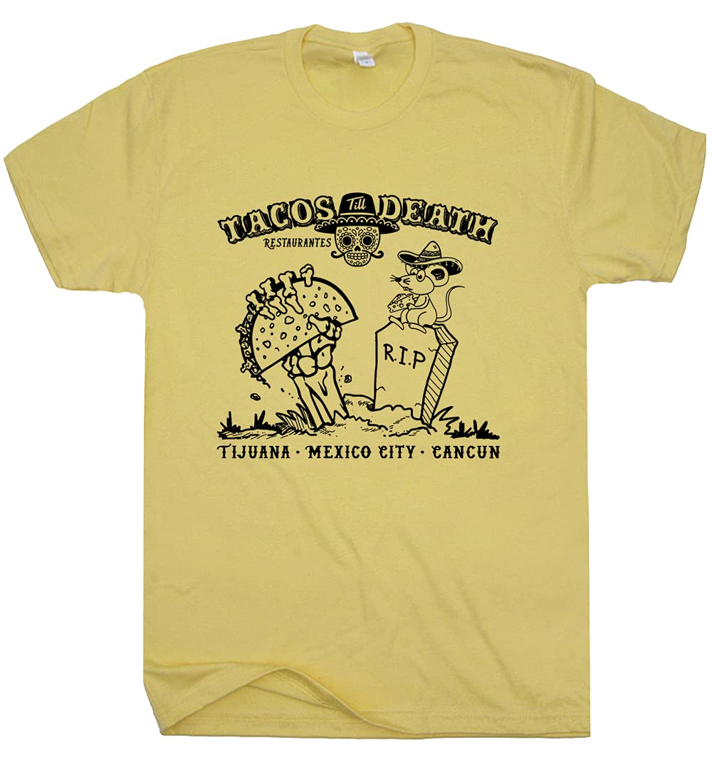 Funny Tacos Vintage T-Shirt | Mexican Food Graphic Tee for Men & Women | Cool Tijuana Cancun Restaurant Shirt with Sugar Skull Design | Perfect for Cinco de Mayo, Taco Tuesday & Mexican Theme Parties