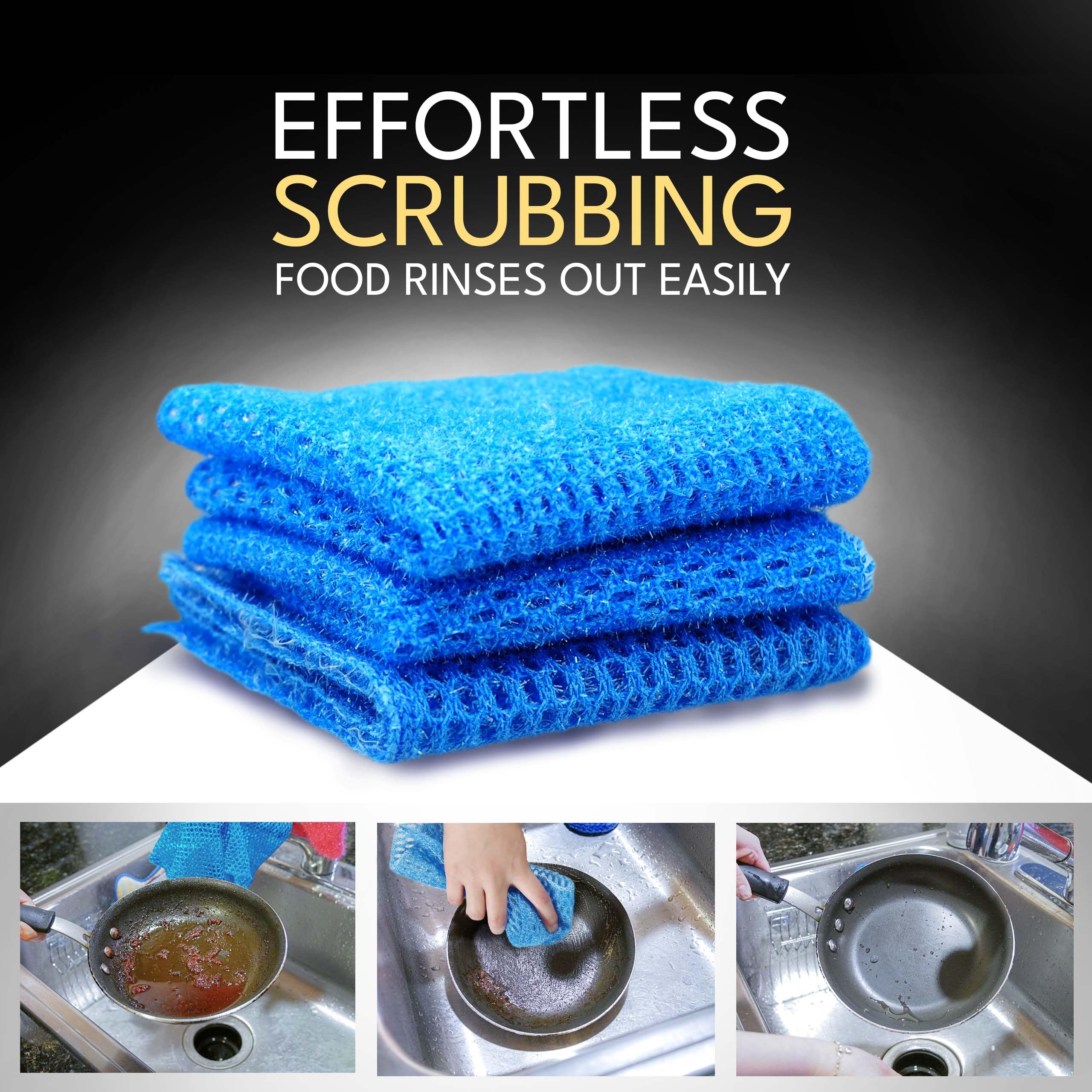 Eco-Friendly Dish Scrubbers - Non-Scratch Cleaning Pads for Pots, Pans & Dishes - Reusable Sponge Alternative - Kitchen Cleaning Supplies for Sinks & Countertops - Perfect for Daily Dishwashing & Tough Stains