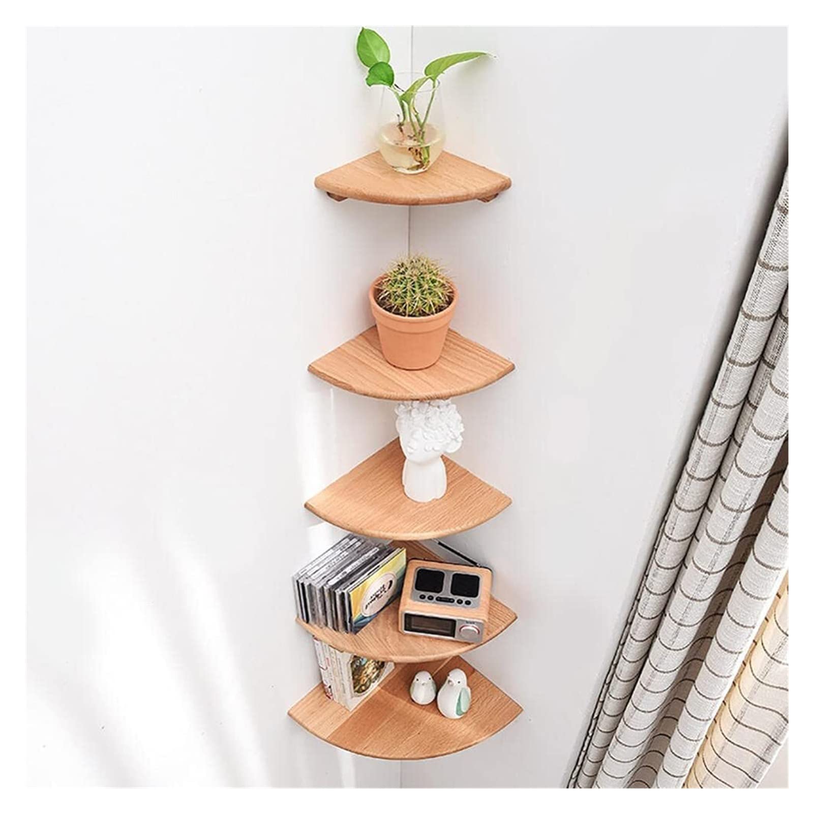 Floating Wall Shelf - Solid Wood Corner Shelves for Storage & Display, Farmhouse Style Bookshelf for Bedroom & Bathroom Organization | Perfect for Plants, Books & Home Decor
