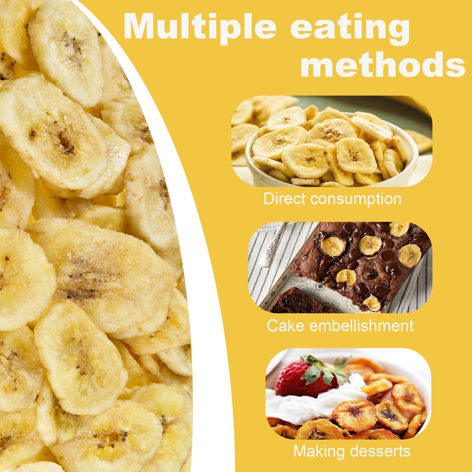 Premium Freeze Dried Banana Chips 5.29oz (150g) - All Natural, Gluten Free, Vegan Snacks - No Sugar Added, Healthy Dehydrated Fruit Alternative to Candy - Perfect for Lunchboxes, Hiking & On-the-Go Snacking