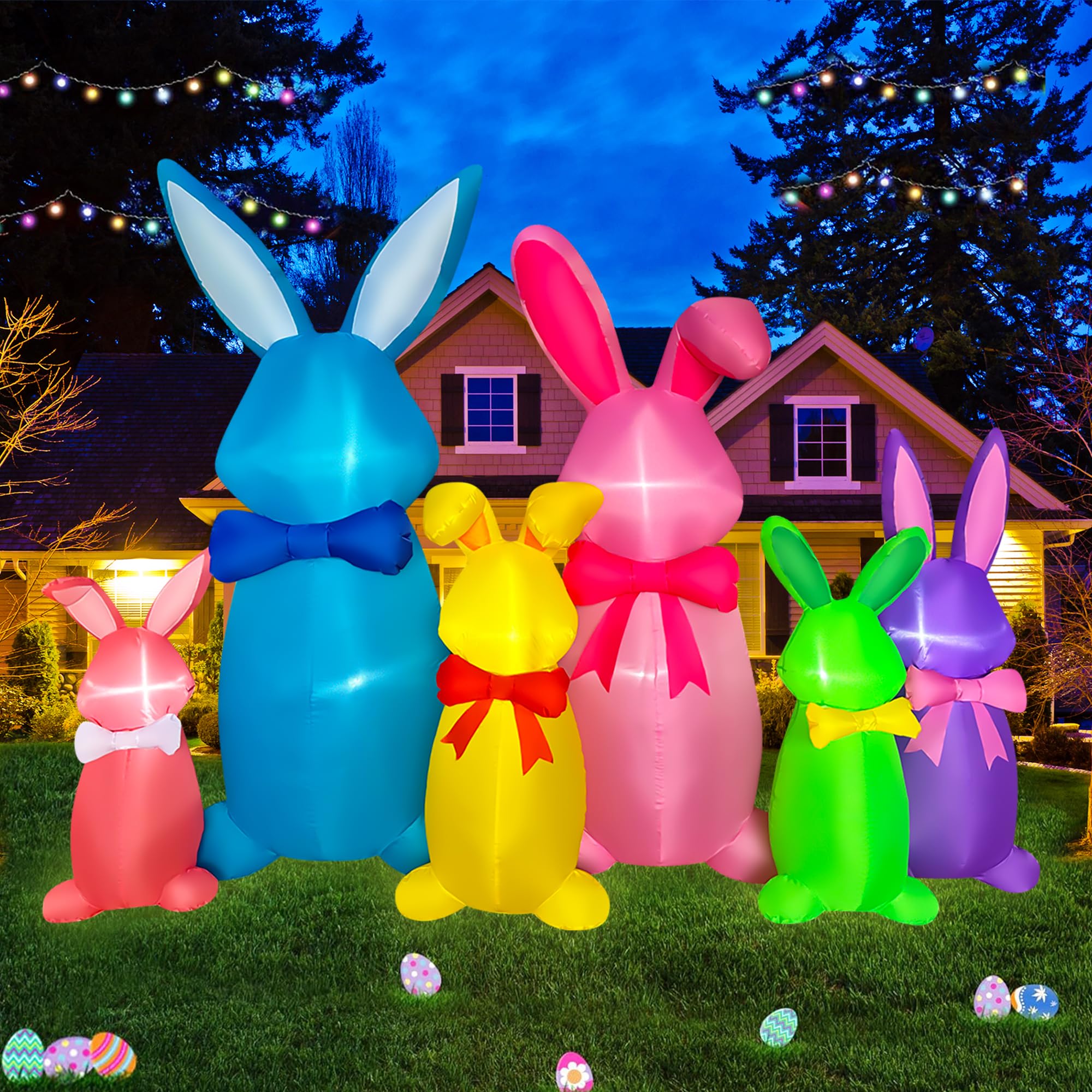 SEASONBLOW 8 FT LED Lighted Easter Inflatable Bunny - Outdoor/Indoor Holiday Decor for Yard, Garden, Lawn | Perfect for Easter Celebrations, Spring Parties & Home Decoration