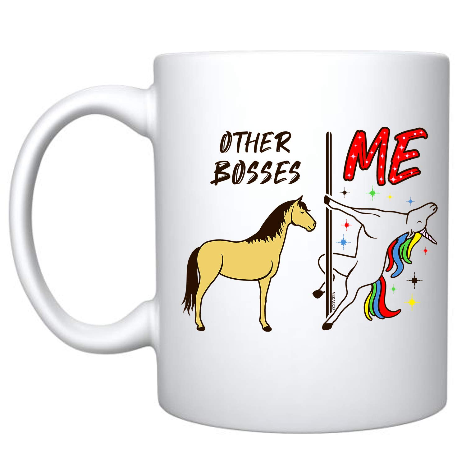 Veracco Funny Boss vs Me Ceramic Coffee Mug - 15oz Insulated Office Mug with Handle, Perfect Gag Gift for Coworkers, White Elephant, Secret Santa & Work Humor