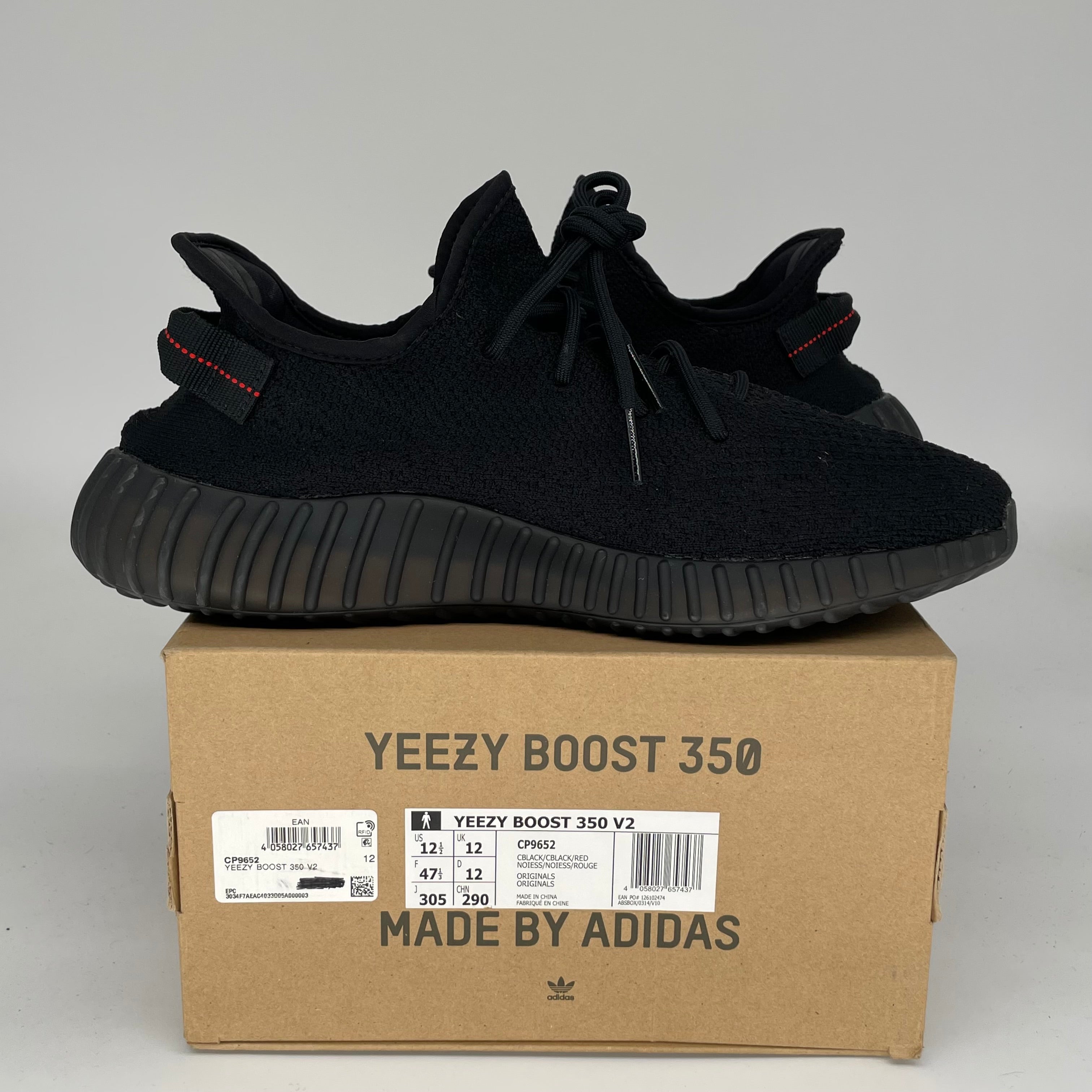 Adidas Yeezy Boost 350 V2 Bred - Men's Size 12.5 (CP9652) | Limited Edition Sneakers for Running, Gym & Streetwear Fashion