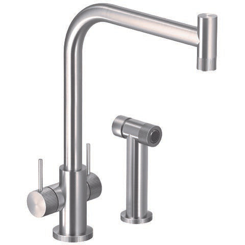 Hamat KNDH 2000 BSS Modern Brushed Stainless Steel Kitchen Faucet with Side Spray - Perfect for Contemporary Home Kitchens, Restaurants, and Commercial Use