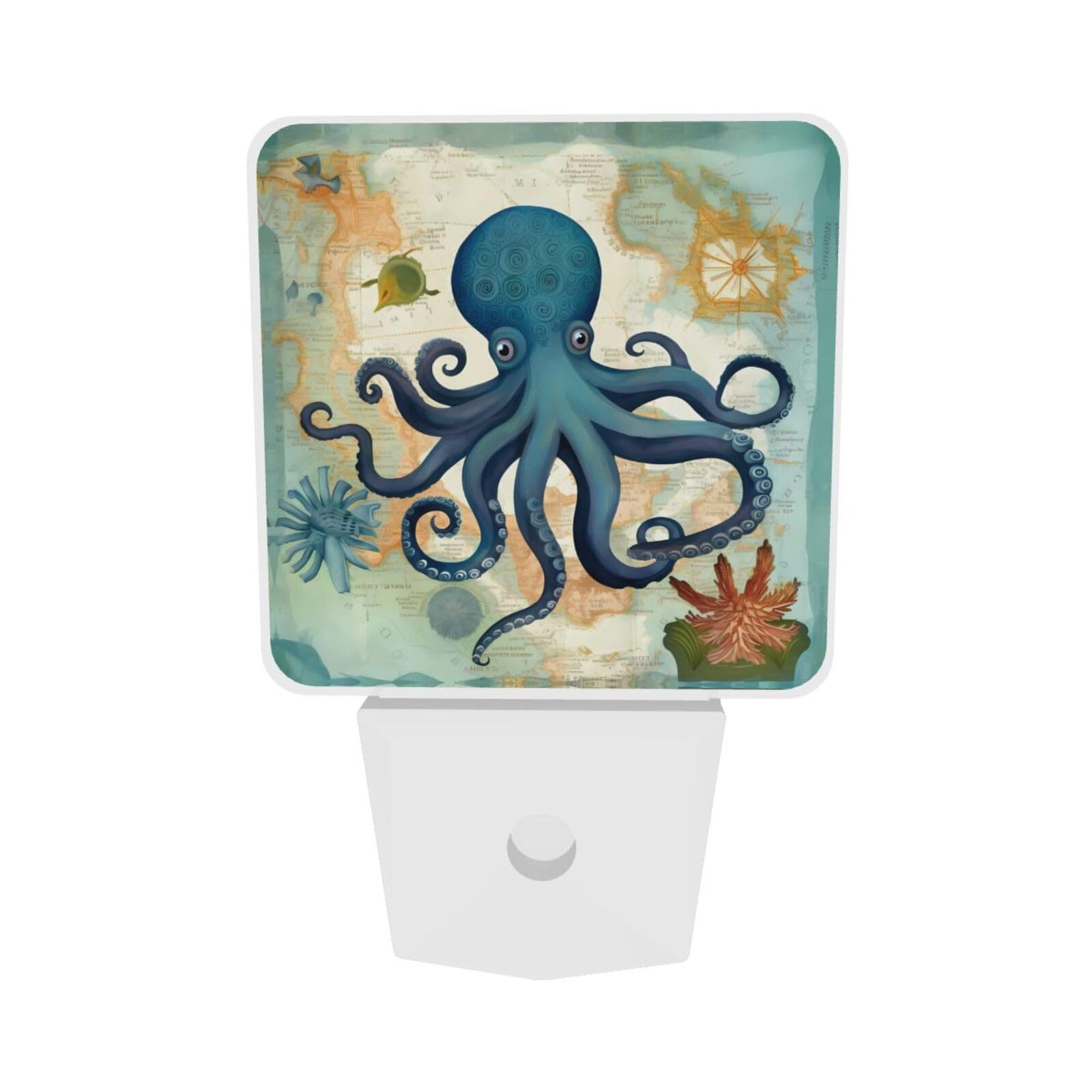 Aieefun Set of 2 LED Night Lights - Ocean World Sea Octopus Animal Design with Auto Dusk-to-Dawn Sensor, Plug-in Home Decor for Adults | Perfect for Bedroom, Nursery, Hallway & Bathroom Night Lighting