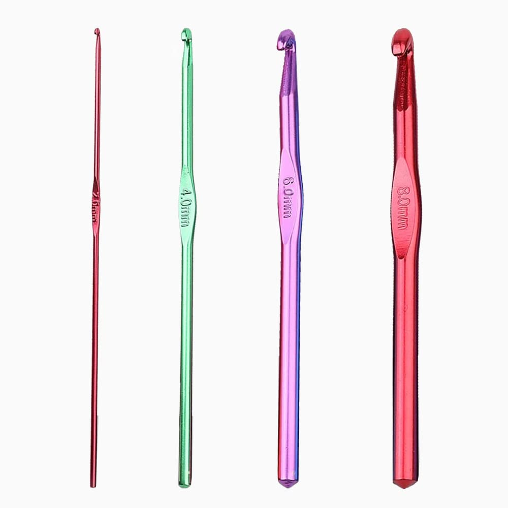 Premium 4-Piece Aluminum Crochet Hooks Set - Colorful Ergonomic Knitting Needles for Beginners & Professionals | Perfect for Yarn Crafts, DIY Projects & Gift Making