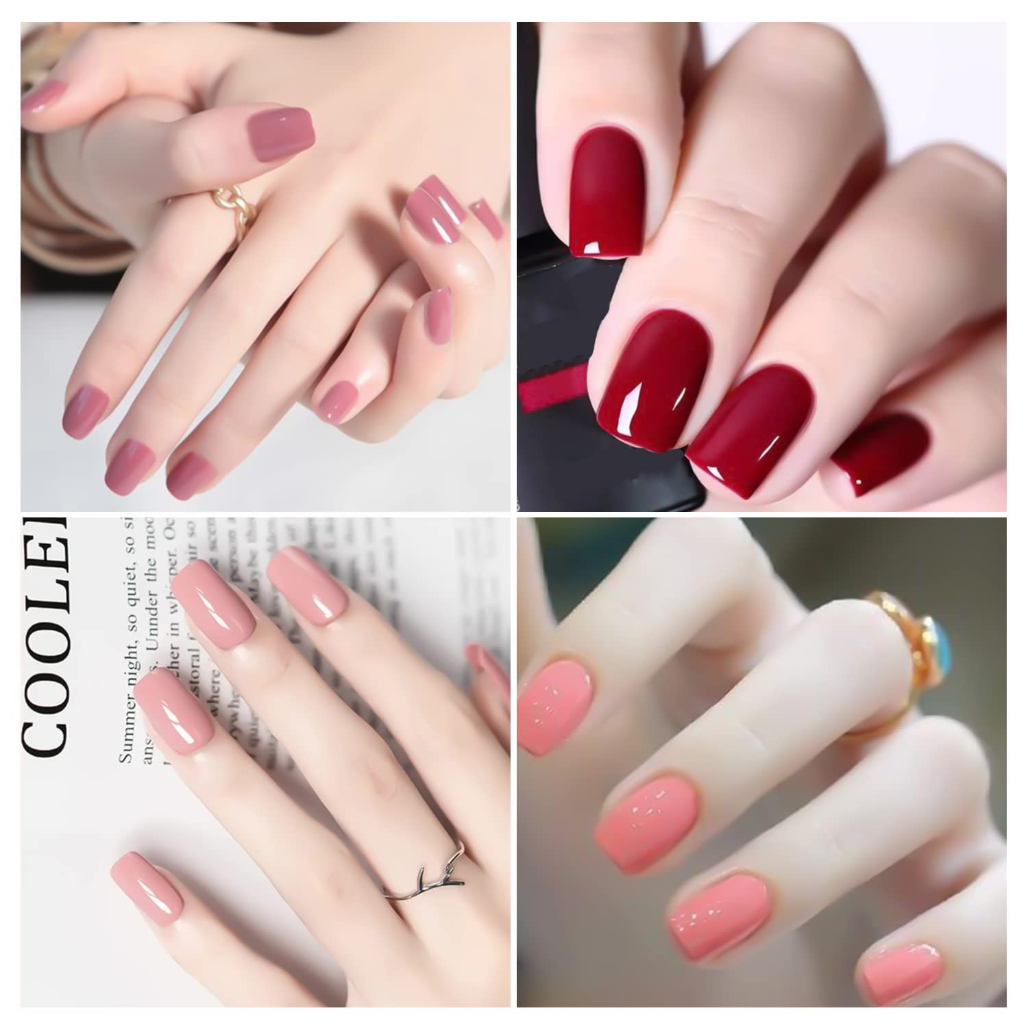 DANNEASY 16 Sheets Nail Wraps for Women - Solid Color Self-Adhesive Nail Polish Strips with Nail File & Cuticle Stick (Pink Red) | Easy DIY Manicure at Home, Salon-Quality Nail Art Accessories for Parties & Special Occasions