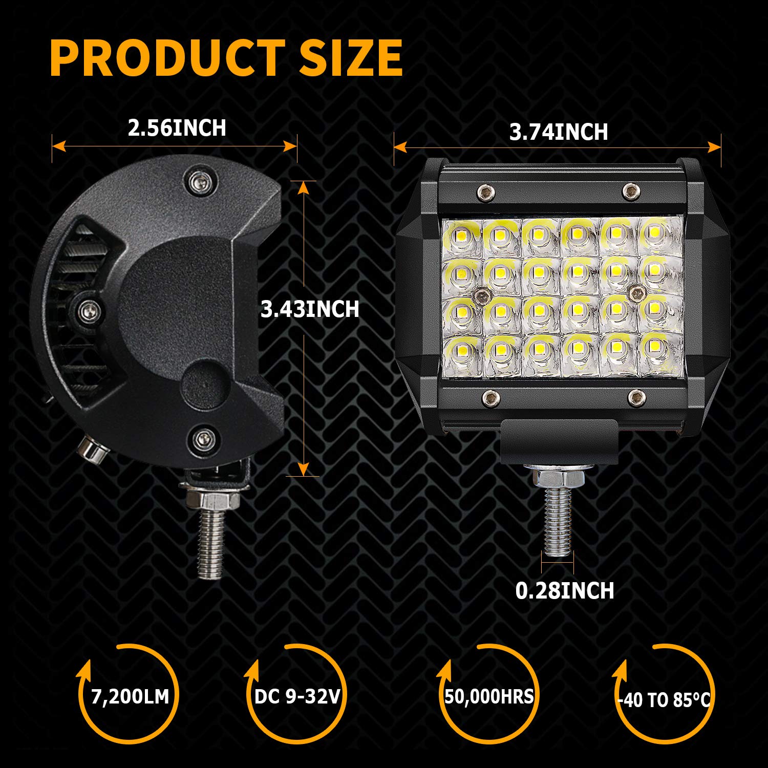 72W Turbo SII 4 Inch LED Pod Lights - Waterproof Spot Beam Fog Lights with Wiring Harness for Trucks, ATVs, UTVs, SUVs & Boats (4-Pack) - Perfect for Off-Roading, Night Driving & Marine Applications