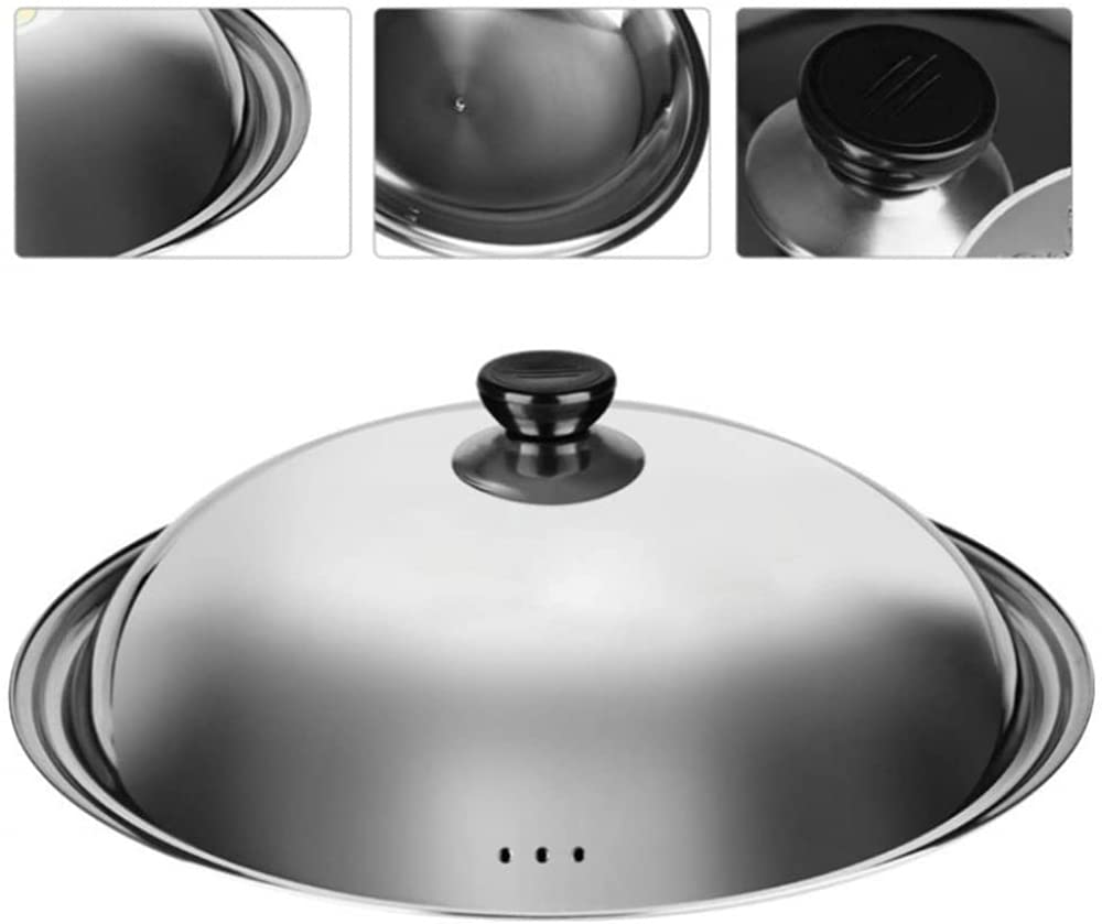 Stainless Steel Cooking Pan Lid 34cm - Replacement Pot Cover with Round Knob Handle for Skillet, Wok & Cookware - Heat Resistant & Anti-Scald Design for Safe Cooking | Perfect for Stovetop, Oven & Kitchen Use