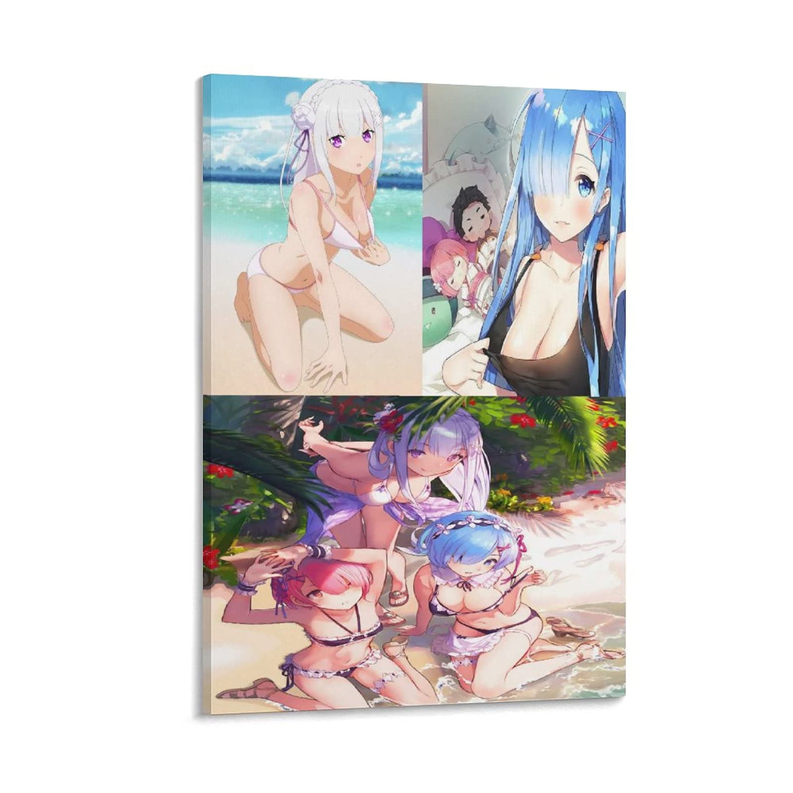Anime Emilia Rem Re:Zero Canvas Poster - 24x36 Inches (60x90cm) Sexy Boy Bedroom Decor, Office & Sports Landscape Wall Art - Perfect Gift for Anime Fans & Home Decoration