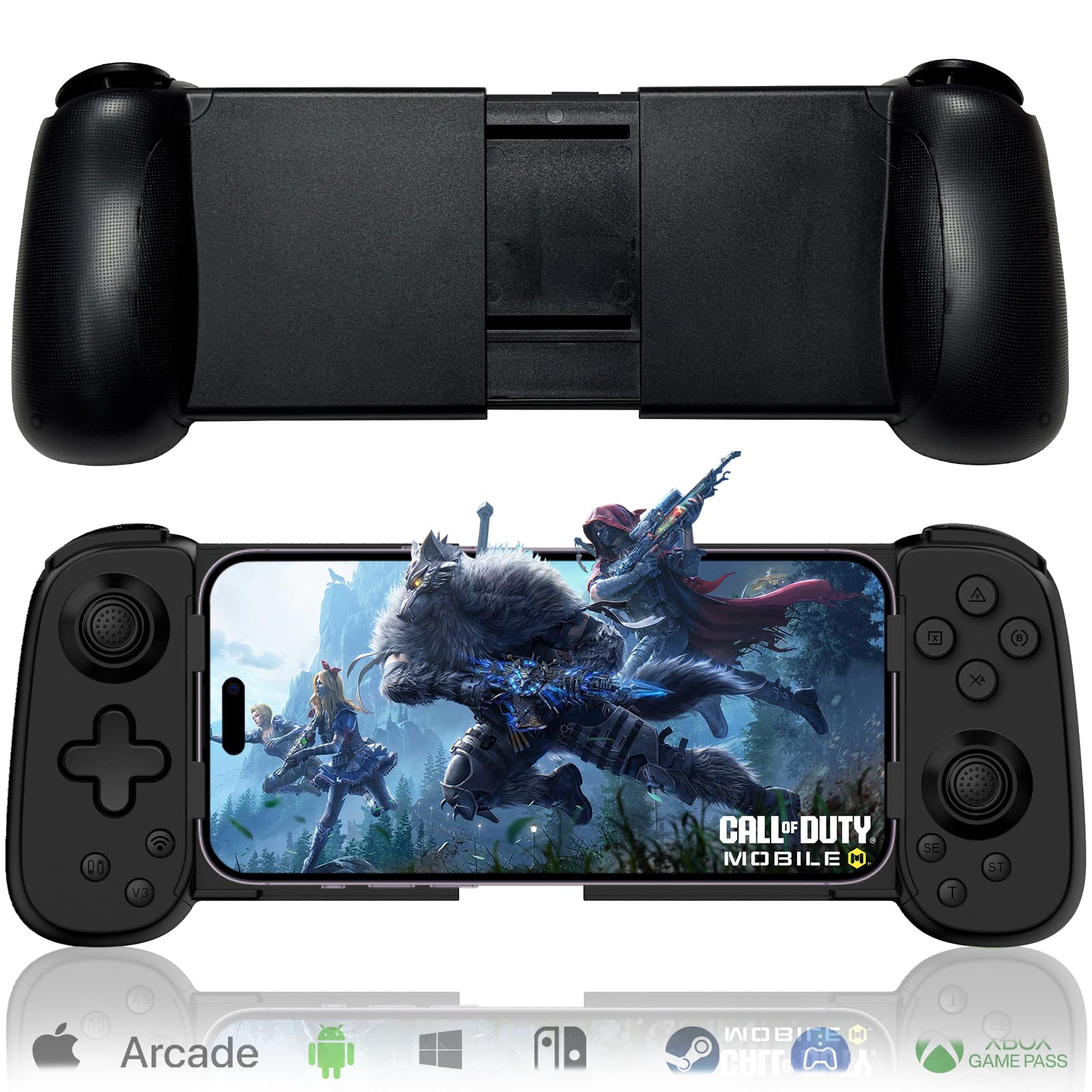 arVin Wireless Mobile Gaming Controller for iPhone 16/15/14, iPad, Android Phone & Tablet, Nintendo Switch | PS5/PS4/Xbox/PC Remote Play Gamepad | Cloud Gaming Joystick for Arcade MFi Games, CODM & Roblox | Perfect for Travel, Commuting & Home Entertainment