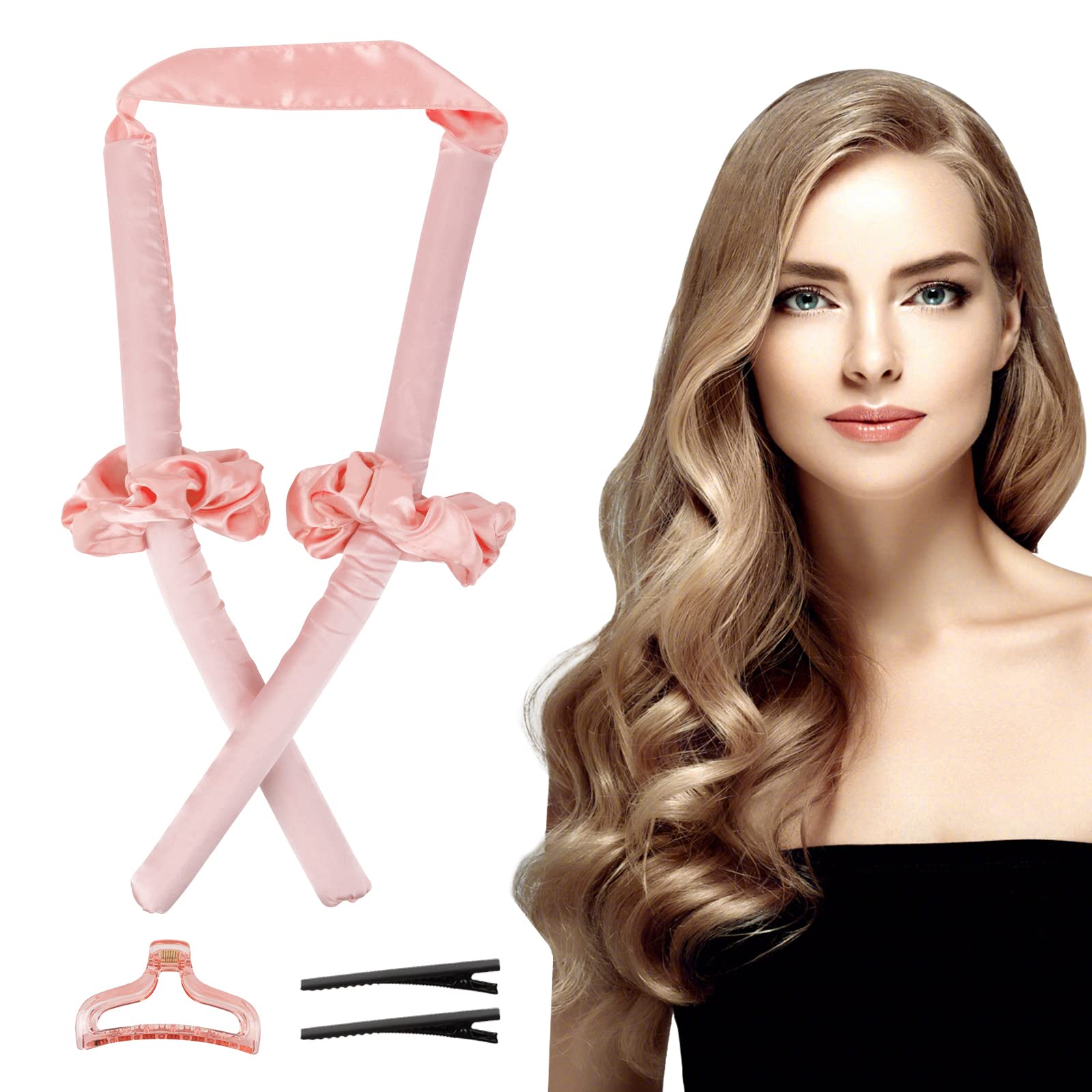 Heatless Curling Rod Headband for Overnight Curls - Pink Hair Styling Accessory for Women & Girls | Perfect for Home, Travel & Special Occasions
