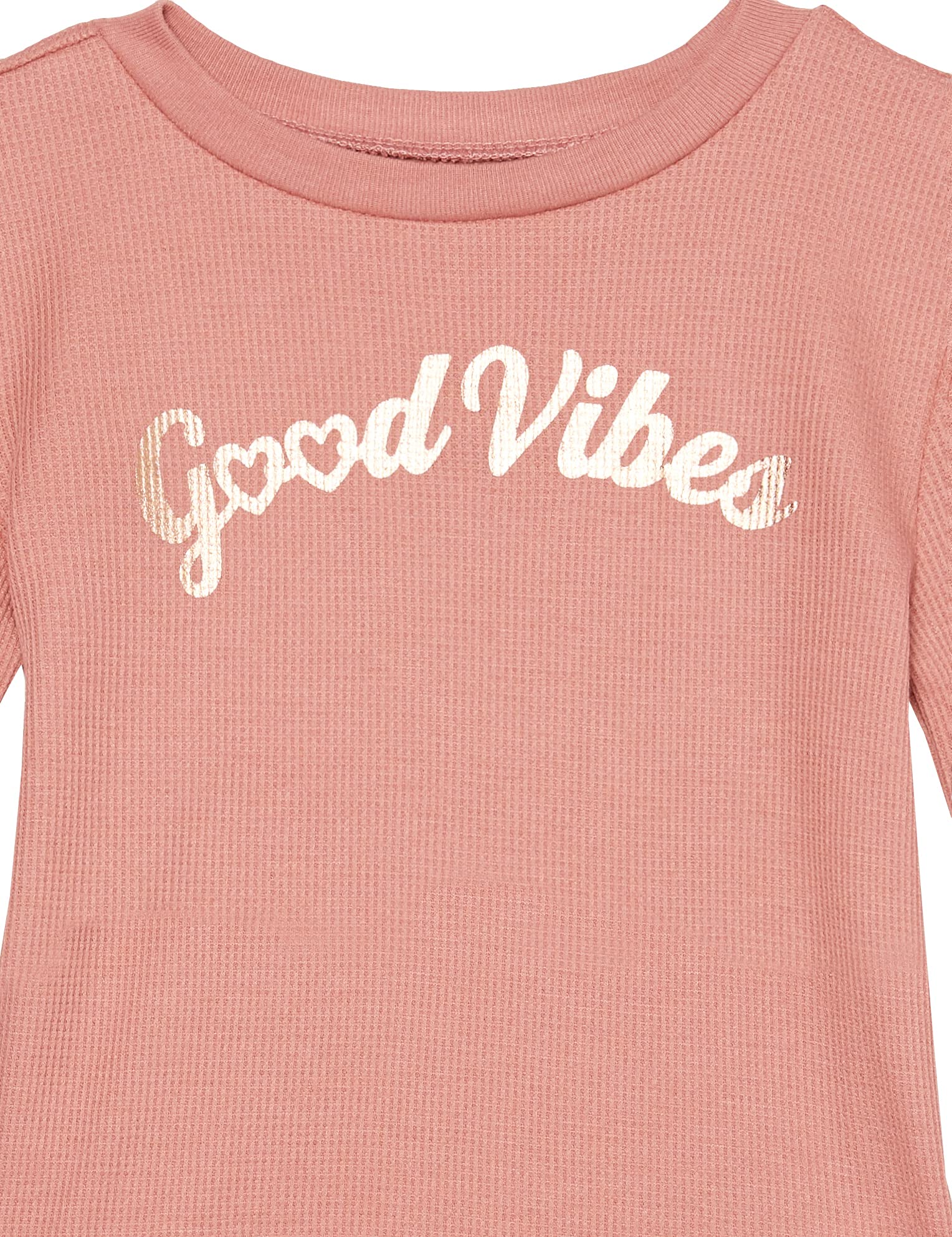 GAP Girls' Long Sleeve Waffle Crew Top Shirt - Soft & Comfortable Cotton Blend for School, Play & Everyday Wear | Cute Casual Outfit for Toddler & Kids