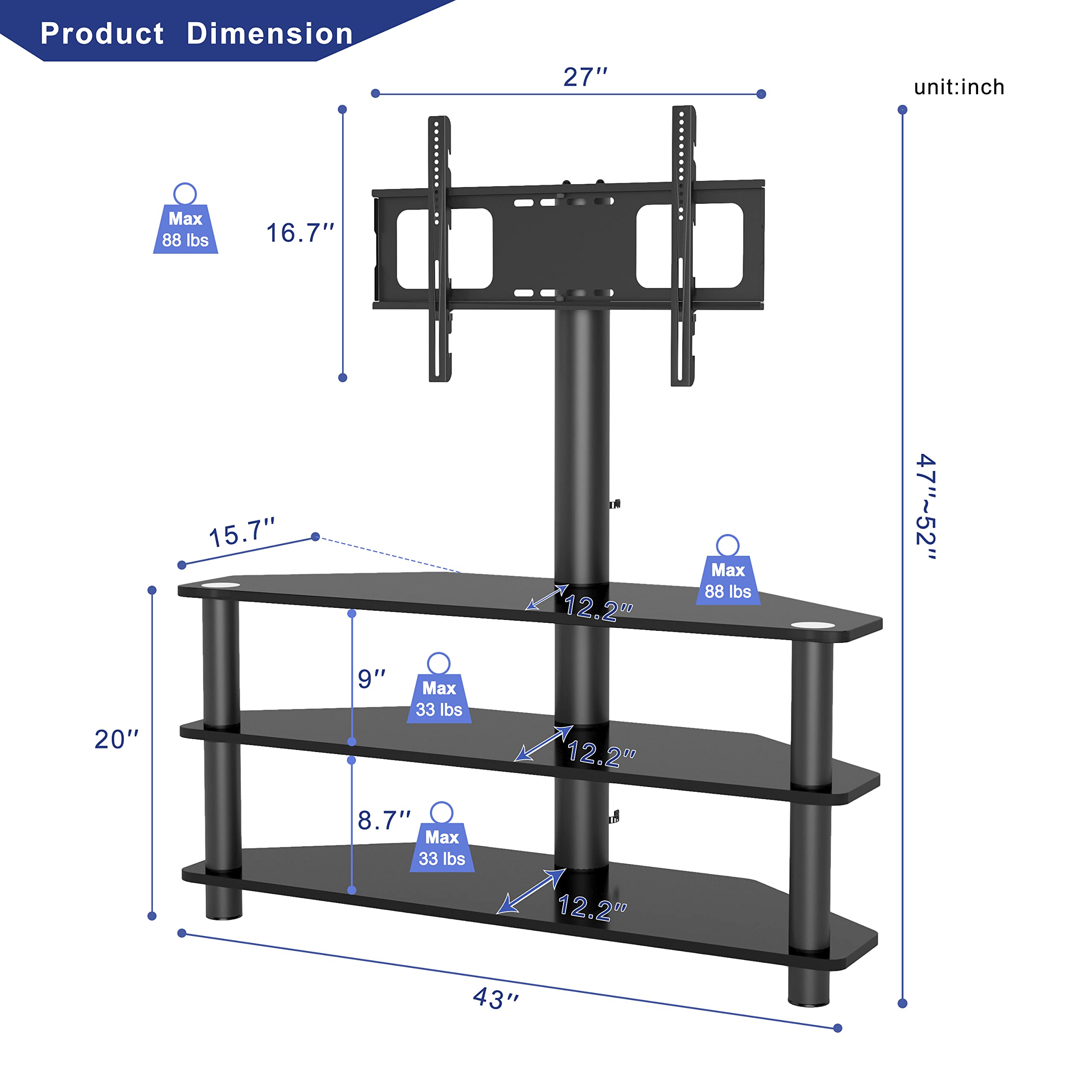 Adjustable TV Stand with Swivel Mount for 32-65 Inch TVs - Modern Entertainment Center with Cable Management & Height Adjustment - Perfect for Living Room, Bedroom & Home Theater Setup