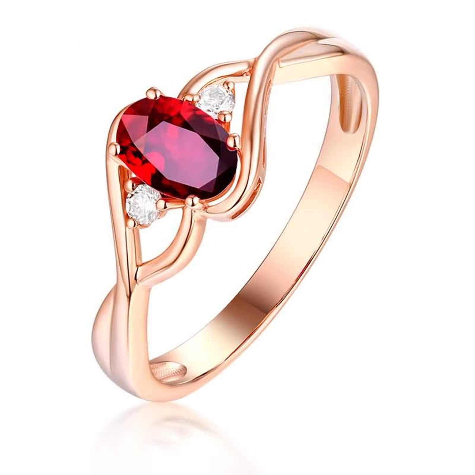 18ct Rose Gold Wedding Ring for Women - 0.5ct Oval Ruby Engagement Ring with Infinity Design | Elegant Ladies Wedding Band Jewelry for Anniversary, Proposal & Special Occasions