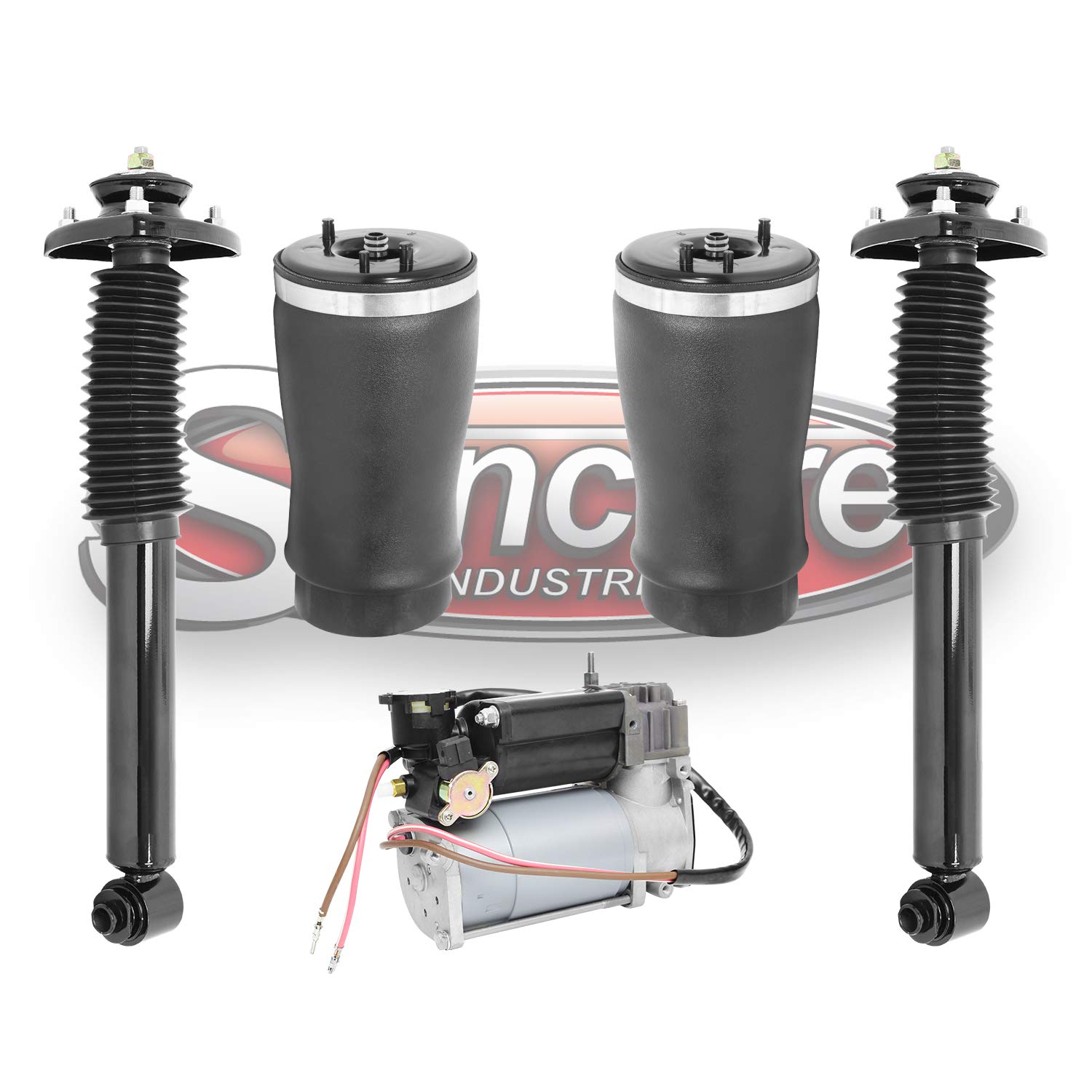 Rear Air Ride Suspension Kit - Air Springs & Gas Shock Absorbers with Air Compressor Pump for 2000-2006 BMW X5 | Off-Road Adventure & Towing Performance Upgrade