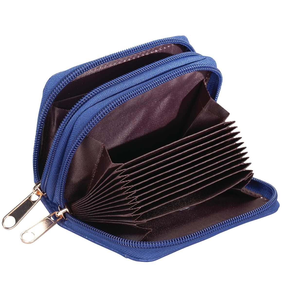Fox Valley Traders RFID Blocking Zip Around Wallet for Women & Men - Slim Travel Wallet with Multiple Card Slots & ID Window - Perfect for Travel, Business & Everyday Use (Blue)