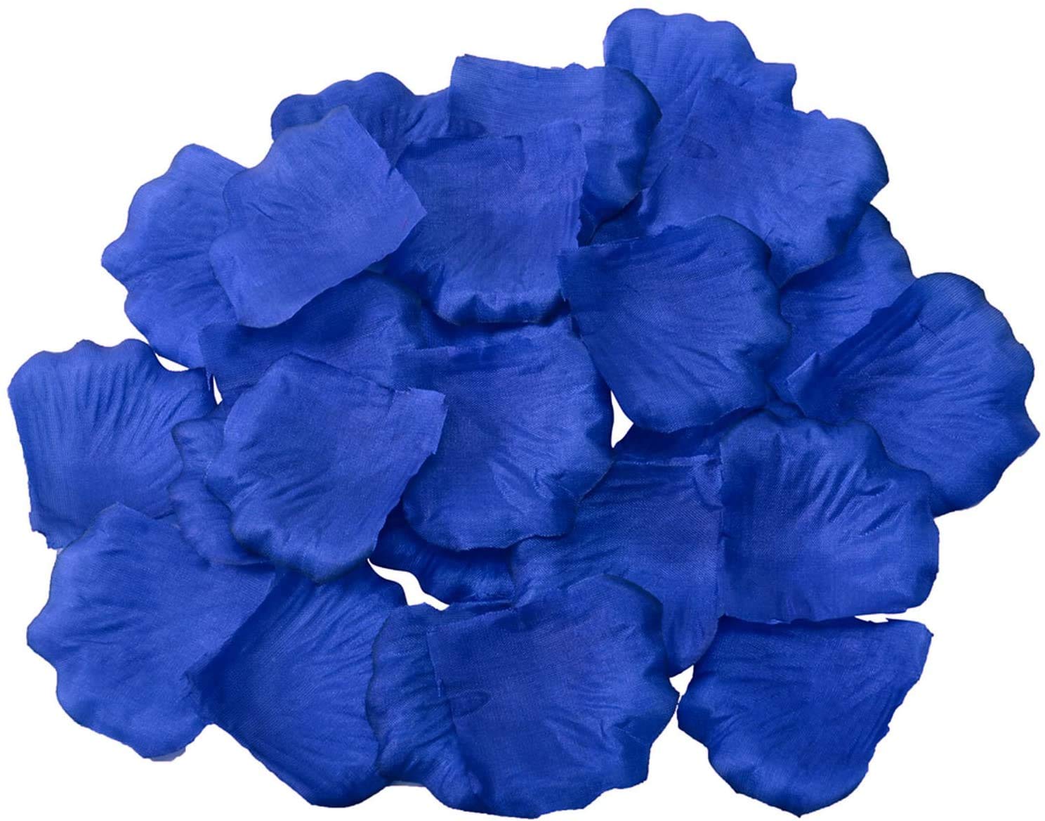 1200Pcs Royal Blue Silver White Silk Rose Petals - Artificial Flower Petals for Wedding Decor, Bridal Shower, Graduation, Baby Shower & Aisle Runner Decoration - Perfect for Table Scatter, Party Decorations & Romantic Celebrations