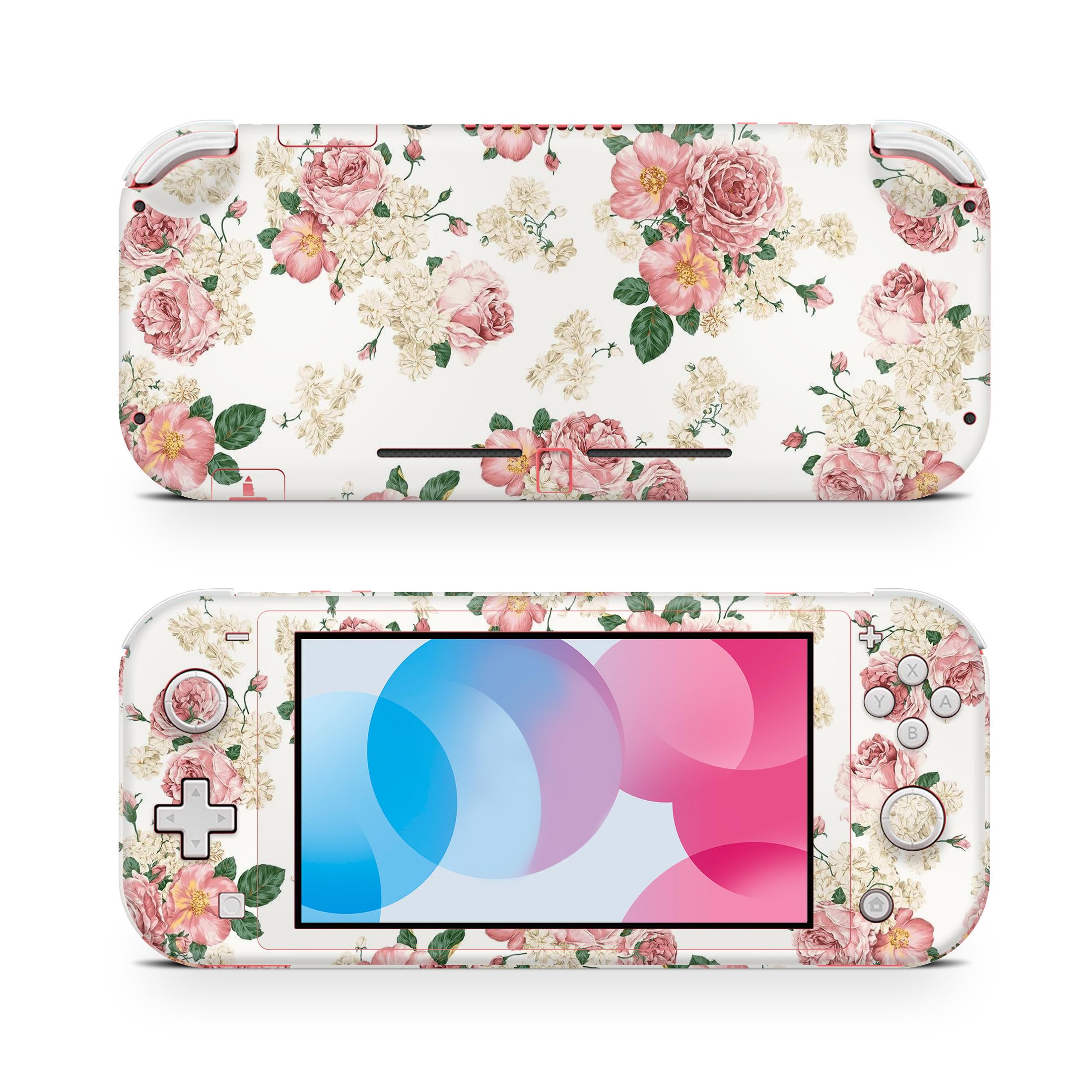 ZOOMHITSKINS Nintendo Switch Lite Skins - Vintage Floral Rose White Pastel Design | 3M Vinyl Protective Cover | Easy Installation | Durable USA-Made Accessories | Perfect for Gaming Protection & Personal Style
