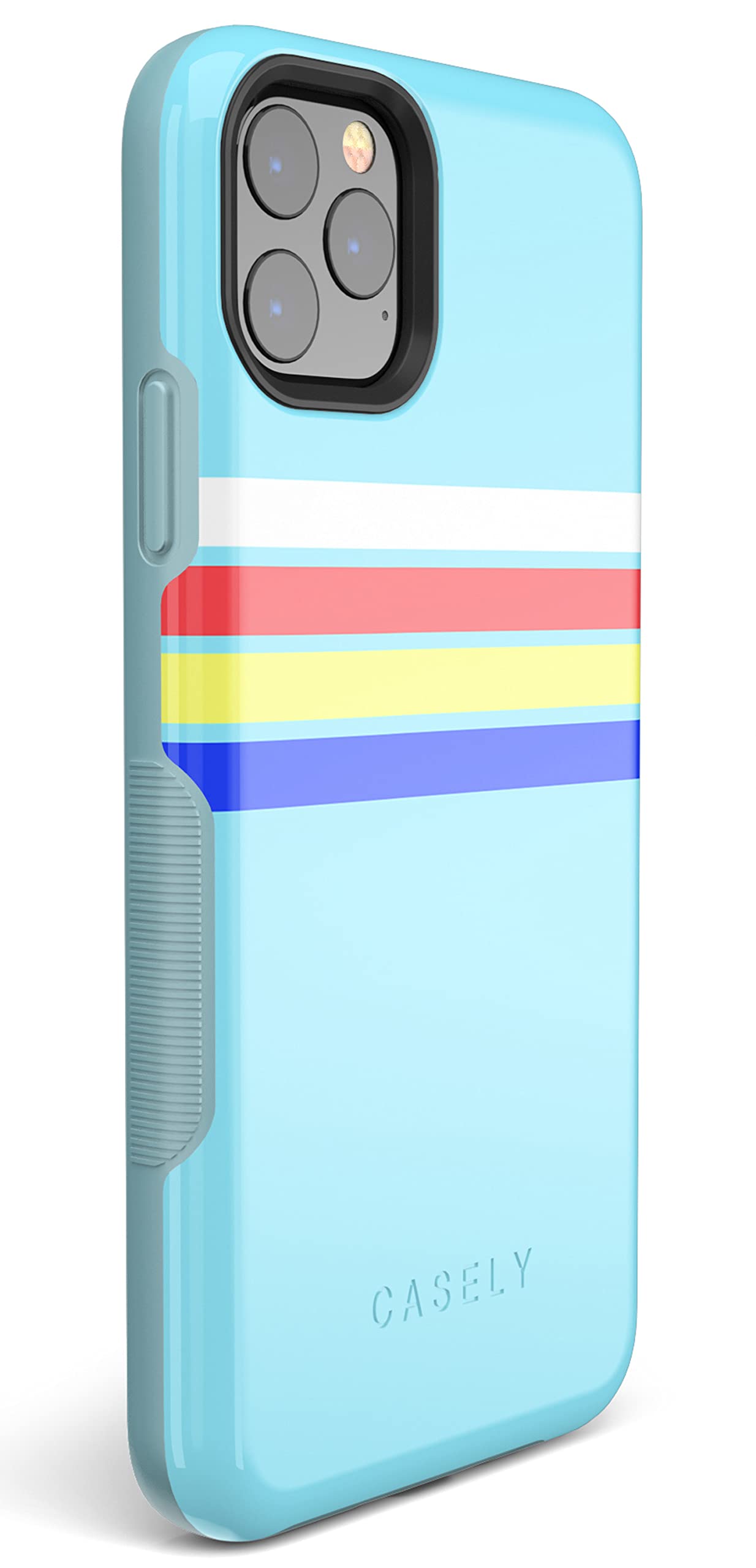 Casely iPhone 11 Pro Case - Teal Rainbow Stripes Color Block Protective Phone Cover | Slim Fit Shockproof Case for Daily Use, Travel & Outdoor Activities