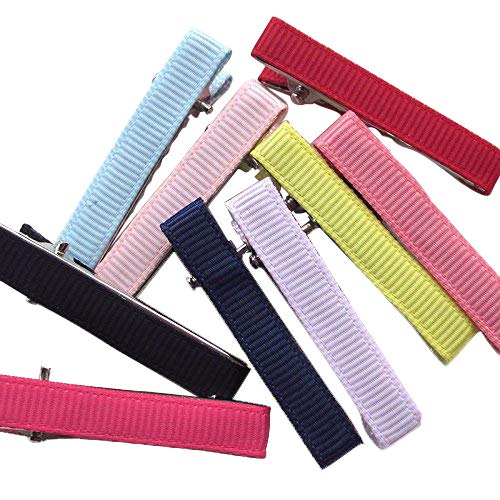 Chenkou Craft 40pcs Prong Hair Clips with Grosgrain Ribbon - DIY Hair Accessories for Women & Girls (1.5 Inch/40x8mm) - Perfect for Parties, Weddings & Everyday Styling