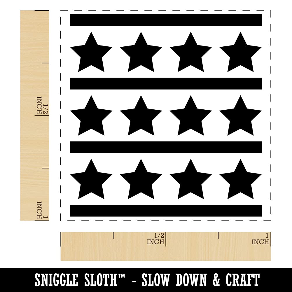 USA Patriotic Stars and Stripes Self-Inking Rubber Stamp - 1 Inch Small Stamp with Black Ink - Perfect for Scrapbooking, Card Making, and DIY Crafts