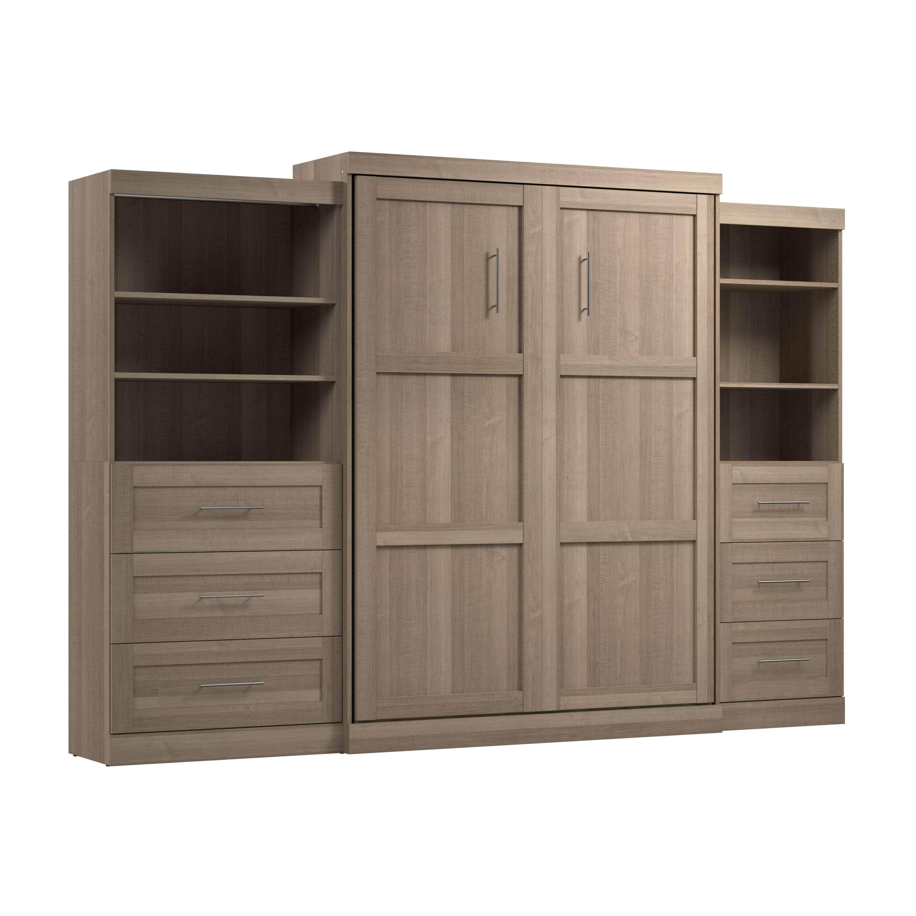 Pur Queen Murphy Wall Bed with 2 Storage Units & Drawers (126
