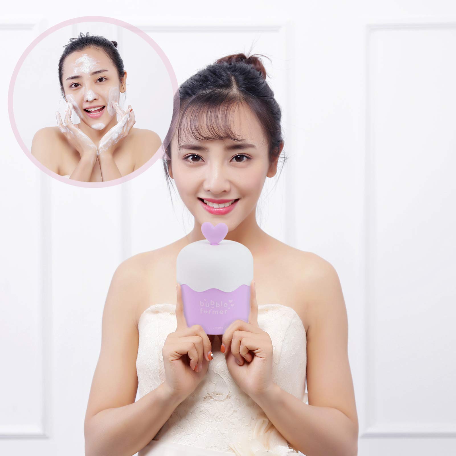 Zerodeko Facial Foam Maker - 1pc Bubble Machine for Shower & Makeup Removal | Hand Pressure Foam Whip Maker | Perfect for Kids & Adults | Purple PP Foamer for Gentle Cleansing & Skincare Routine