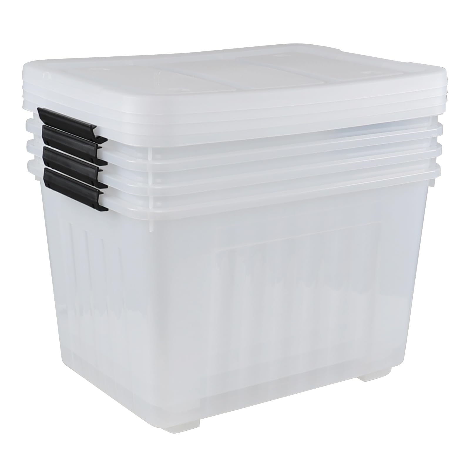 Wekioger 70 Quart Large Lidded Storage Bin with Wheels - 4 Pack Plastic Storage Totes, Latching Storage Box for Home Organization, Garage, Closet & Moving Supplies