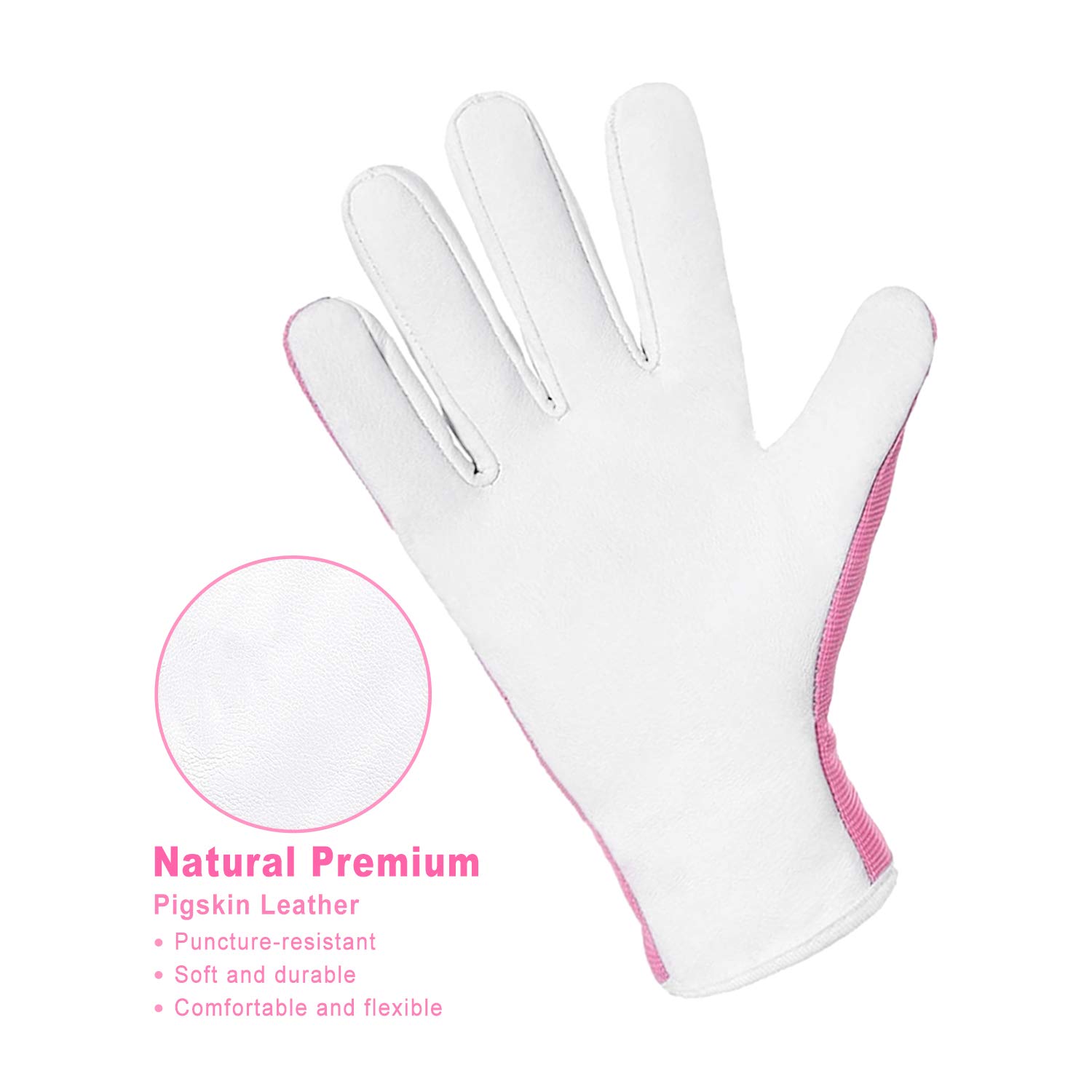 Women's Leather Gardening Gloves - Durable Work Gloves for Yard Work, Weeding, Digging & Pruning - Perfect for Outdoor Gardening & Landscaping