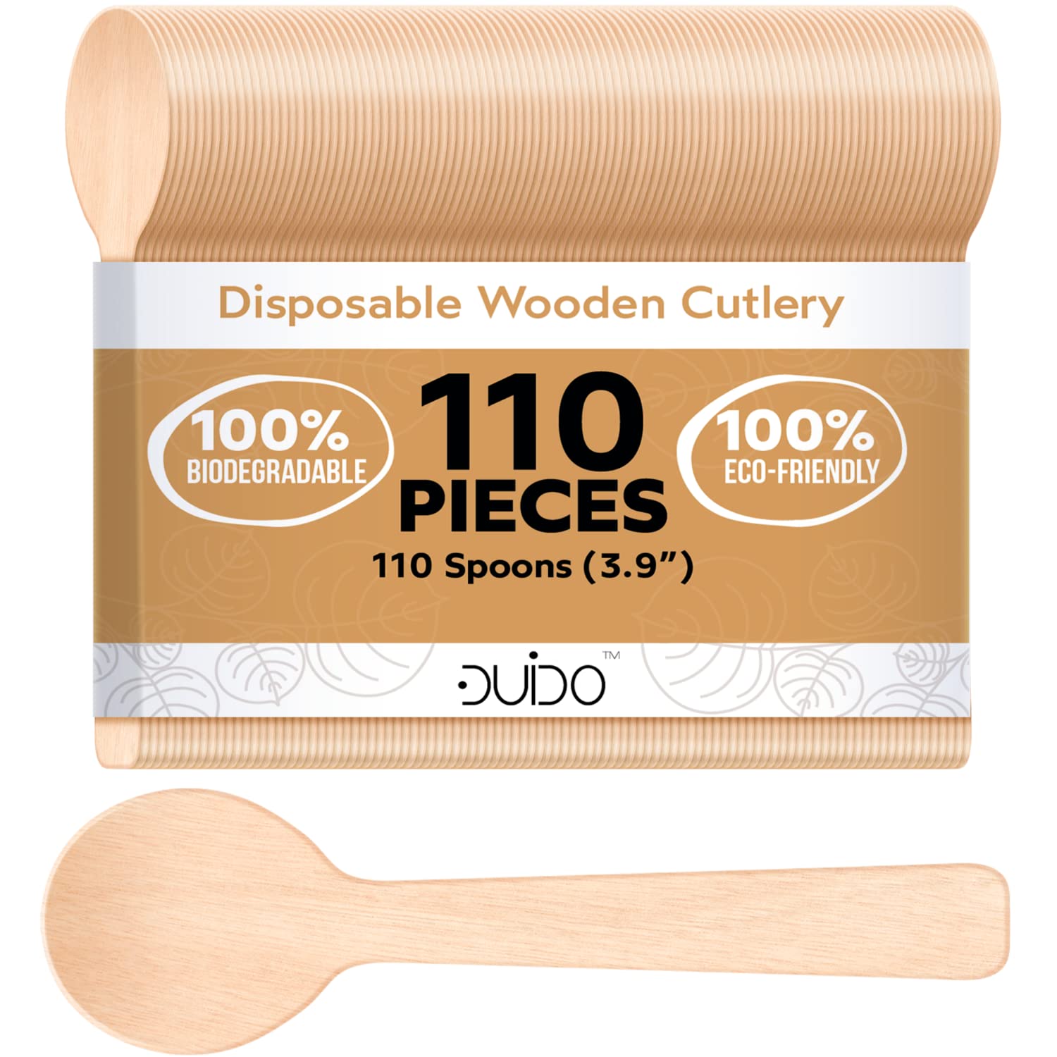 110 Pack 3.9 Inch Disposable Wooden Spoons - Biodegradable Mini Wooden Utensils for Tasting, Sampling, Parties & Picnics - Eco-Friendly Cutlery for Ice Cream, Desserts & Coffee