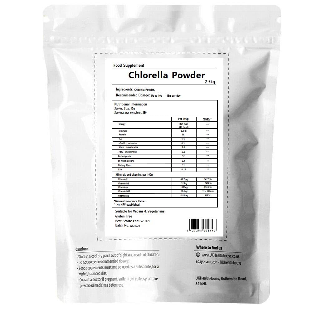 Premium Organic Chlorella Powder - Rich in Vitamins, Protein & Chlorophyll | Superfood Supplement with Amino Acids, Minerals & Fiber (5.5lb) for Detox, Immunity Boost & Energy Support - Perfect for Smoothies, Juices & Wellness Shots