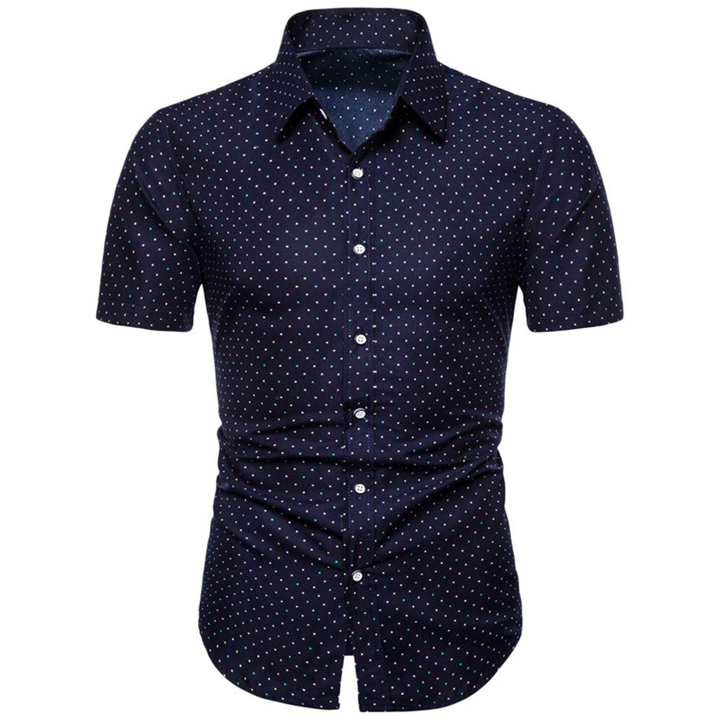 Hawaiian Print Slim Fit Short Sleeve T-Shirt for Men - Casual Summer Loose Collar Shirt with Turn Down Sleeves | Beach Vacation, Luau Party & Tropical Outfit Essential