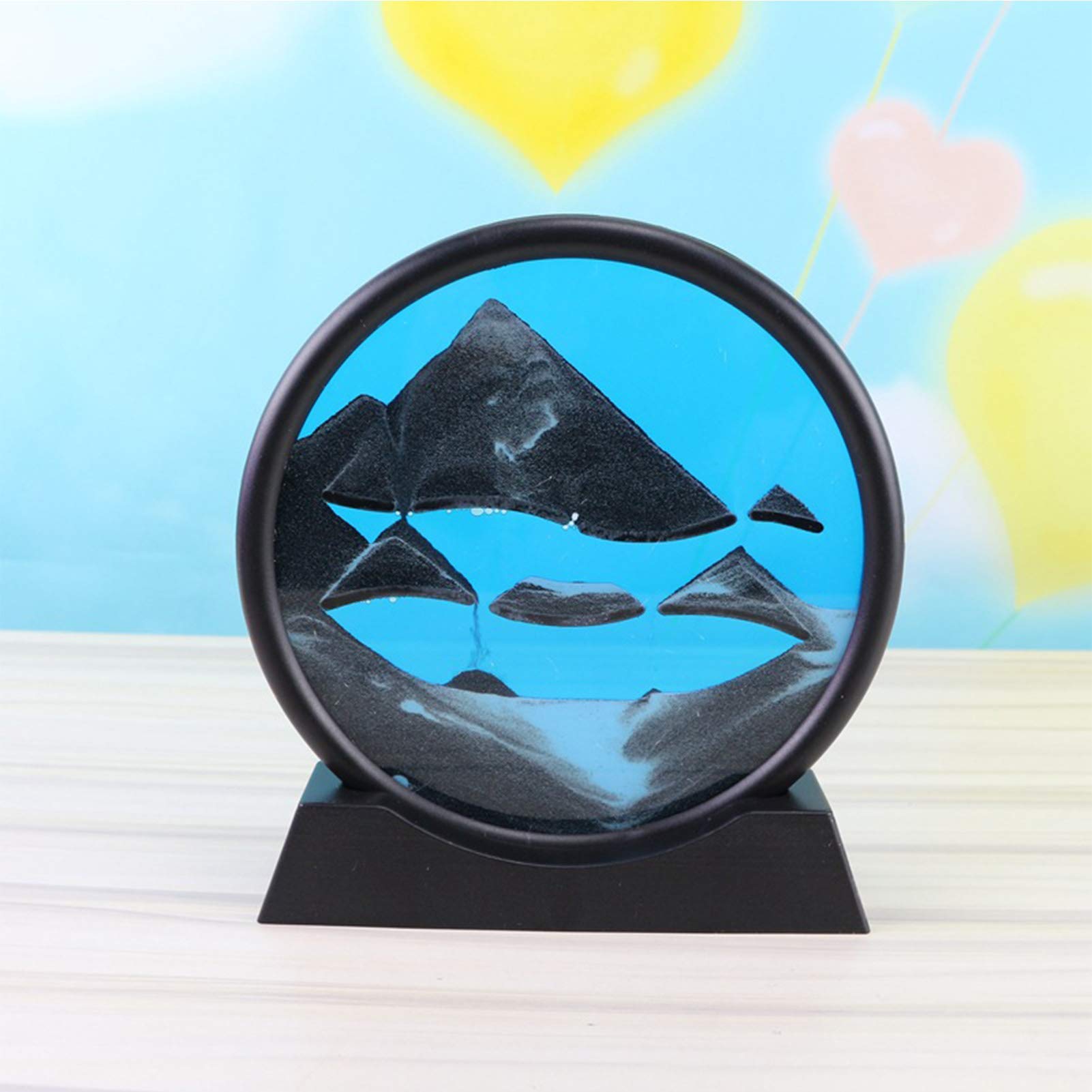 JKGHK Desktop Sand Art Frame - Round Glass 3D Moving Sand Picture with Dynamic Scene Display | Perfect for Home Decor, Office Desk & Meditation Spaces