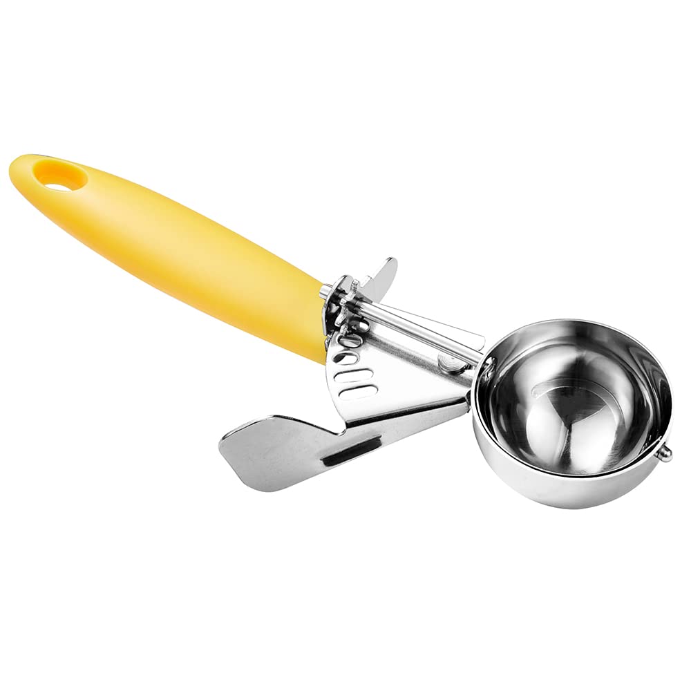 2 OZ Cookie Scoop - #20 Portion Scoop with Yellow Handle for Cookie Dough, Cupcake Batter & Ice Cream | Perfect for Baking, Portion Control & Kitchen Use