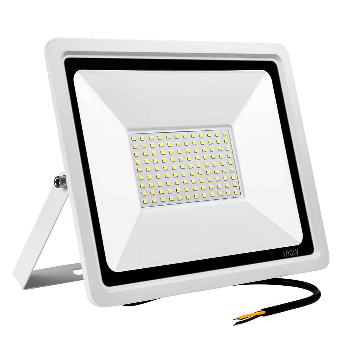 700W Equivalent LED Flood Lights with Plugs - Super Bright 100W IP66 Waterproof Outdoor Security Light (2 Pack) - 6500K Daylight White for Courtyard, Garden, Patio, Playground & Garage - Perfect for Nighttime Security, Landscape Lighting & Worksite Illumination