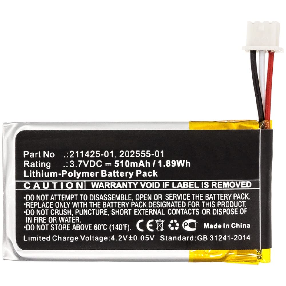 Synergy Digital Wireless Headset Replacement Battery - 3.7V Li-Polymer 510mAh Compatible with 202555-01 Model | Perfect for Office Headsets, Call Centers & Remote Work