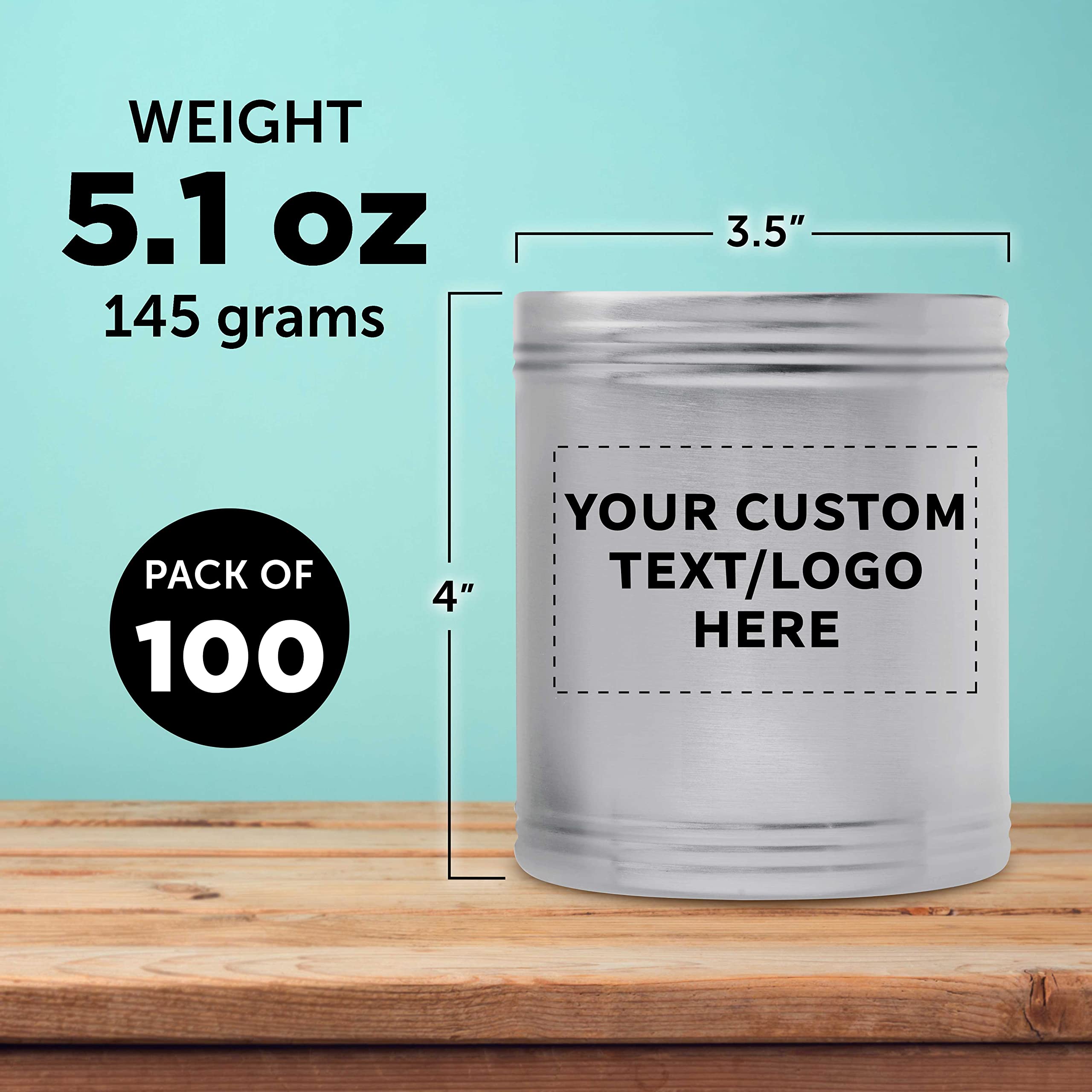 Custom Stainless Steel Can Coolers Set of 100 - Personalized Bulk Pack for Beer, Soda & Beverages - Silver - Perfect for Parties, BBQs, Bars & Outdoor Events