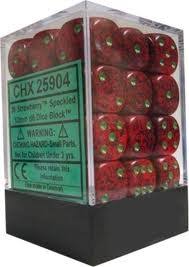 Chessex D6 36 Pack - Strawberry Speckled 12mm Pipped Dice Set for RPG, Board Games & D&D | Perfect for Tabletop Gaming & Collectors