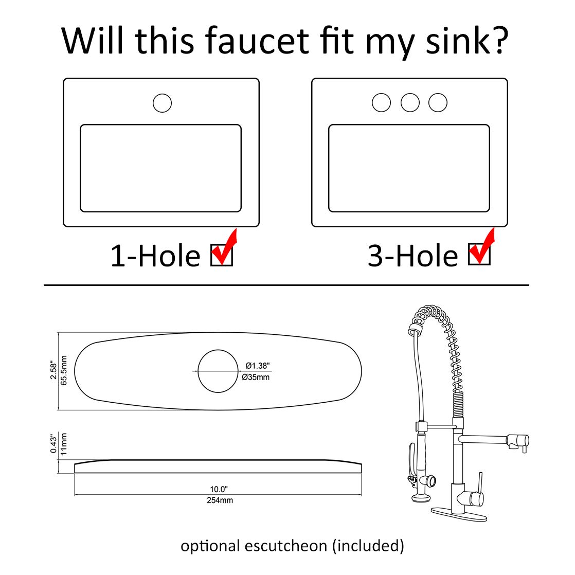 Commercial Style Matte Black Kitchen Faucet with Pull Down Sprayer - Heavy Duty Pre-Rinse Spring Farmhouse Sink Faucet with Deck Plate | Perfect for Modern Farmhouse, Restaurant & Commercial Kitchens