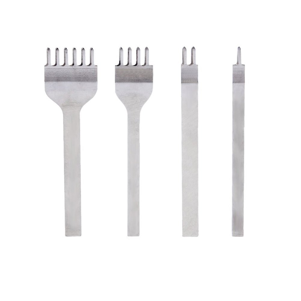 4mm 4-in-1 DIY Prong Diamond Chisel Leather Craft Hole Punch Tool Set Kit for Leatherworking, Belt Making & DIY Leather Repair Projects