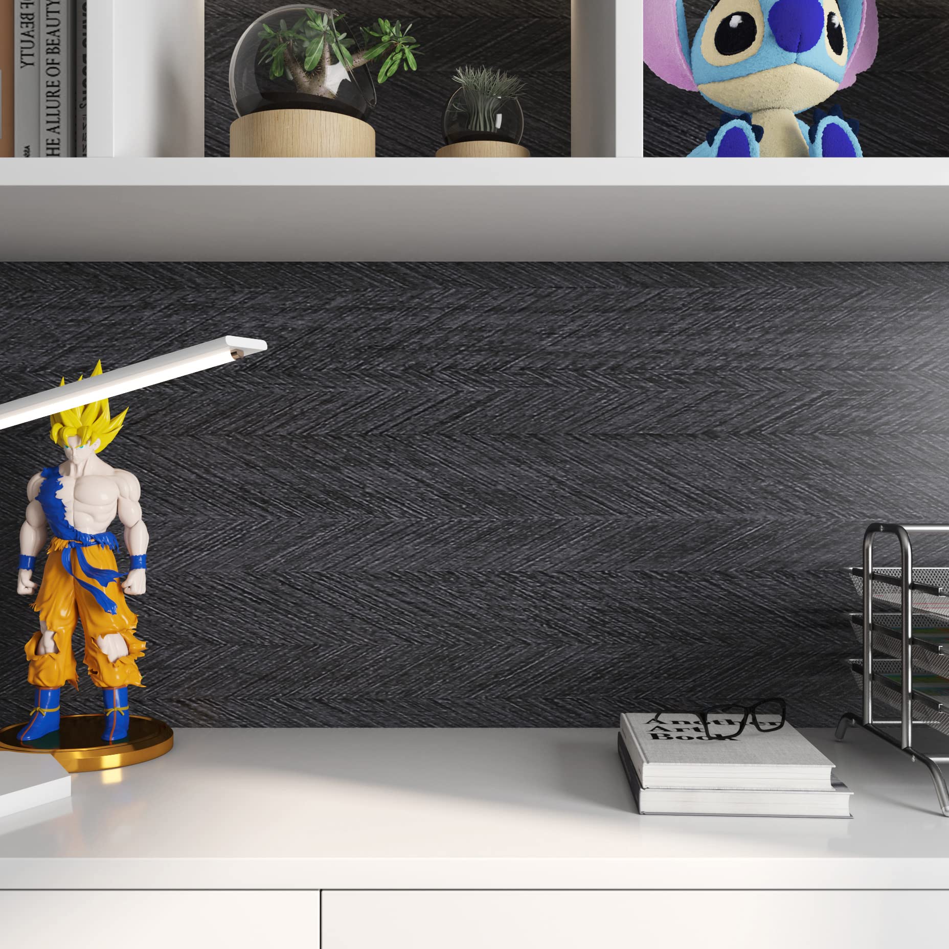 Livelynine Charcoal Wood Grain Contact Paper - Peel and Stick Waterproof Self-Adhesive Vinyl Wrap for Countertops, Desks, Tables (15.8x78.8 in) - Perfect for Kitchen Remodeling, Office Desks & DIY Furniture Upgrades