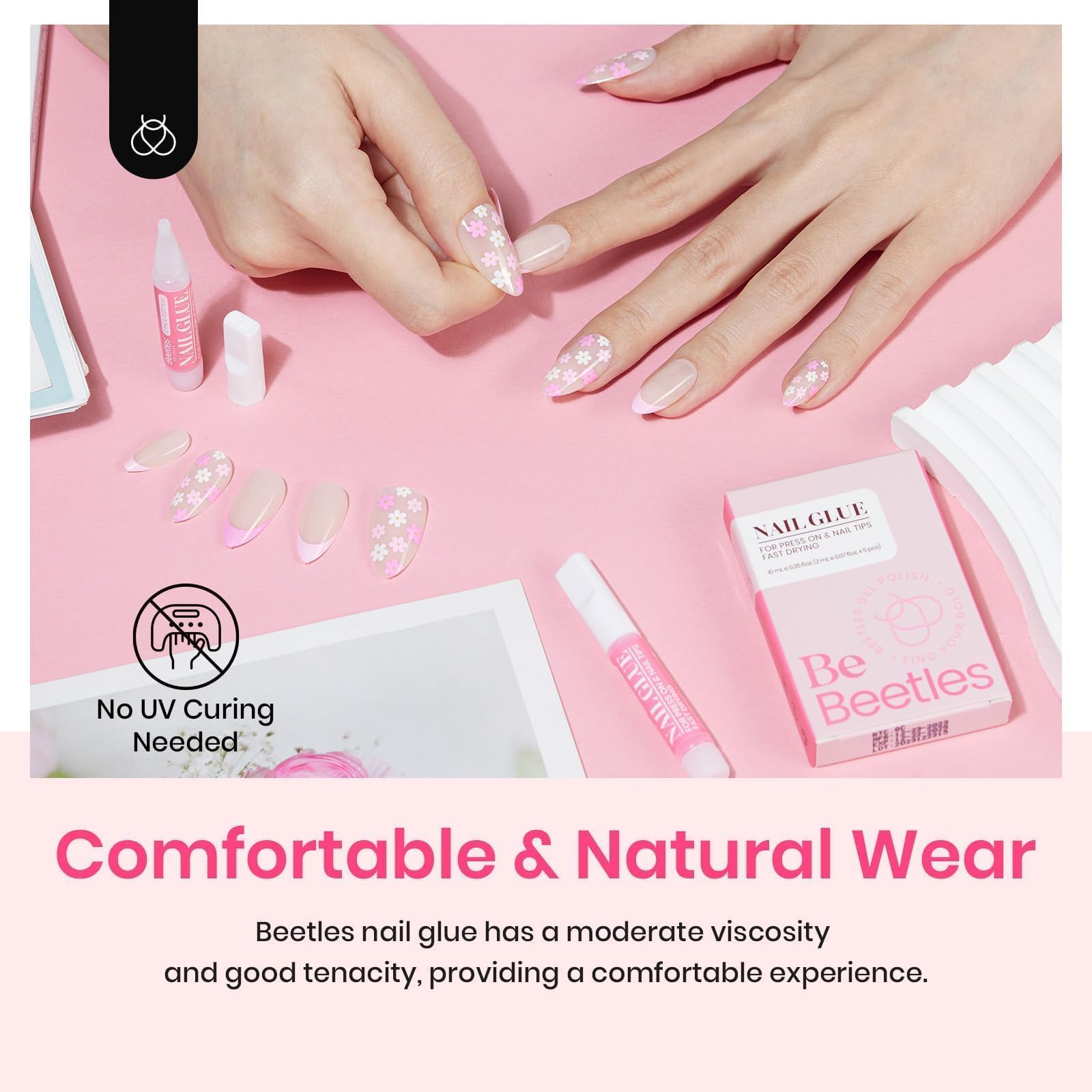 Beetles Super Strong Nail Glue for Acrylic & Press On Nails - Professional Long Lasting Adhesive for Fake Nails, Nail Tips & Stick On Nails - 0.07oz (5 Pack) - Perfect for Salon, Home Manicures & Nail Extensions