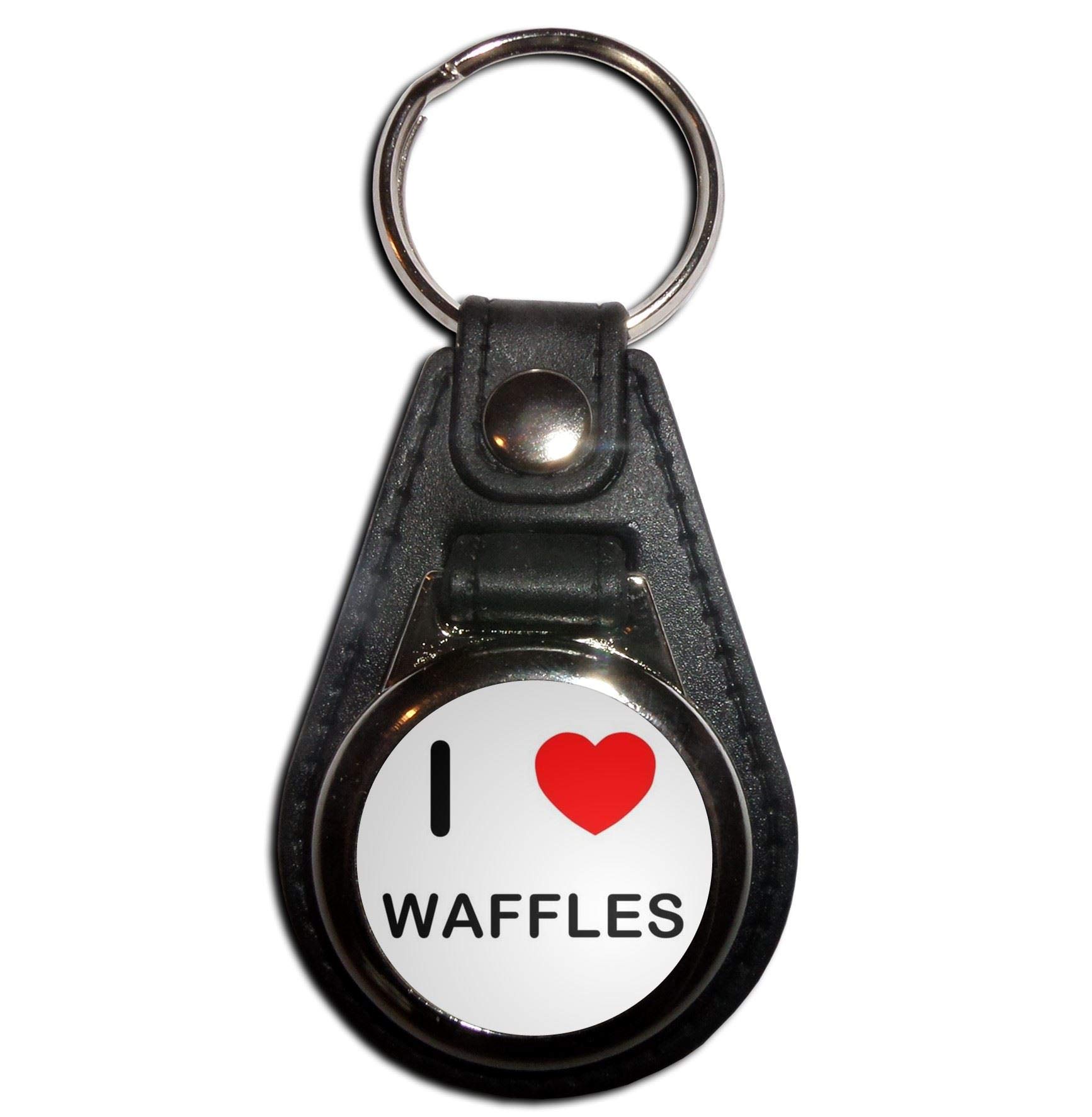 I Love Waffles Plastic Keychain - Custom Color Medallion Keyring for Waffle Lovers - Perfect for Keys, Bags & Gifts